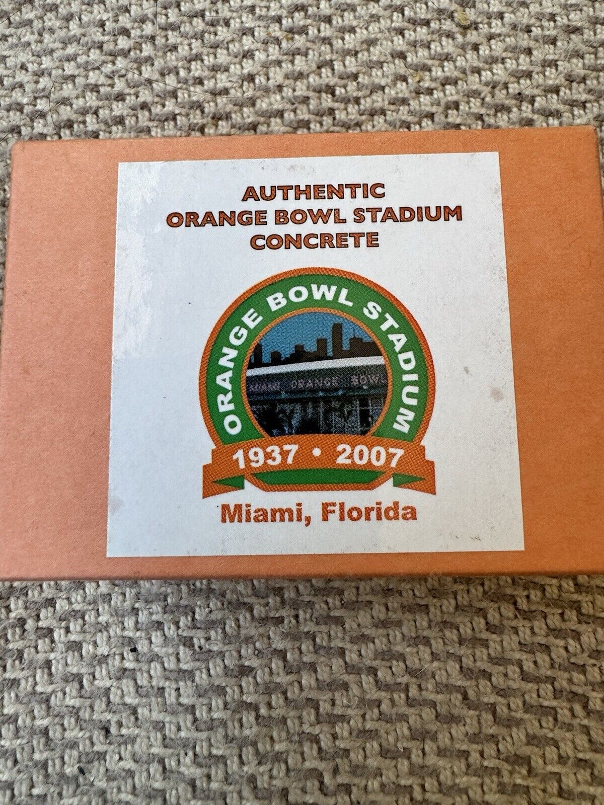 Authentic Miami Orange Bowl Stadium Concrete and Box and Paperwork - Ltd Edition