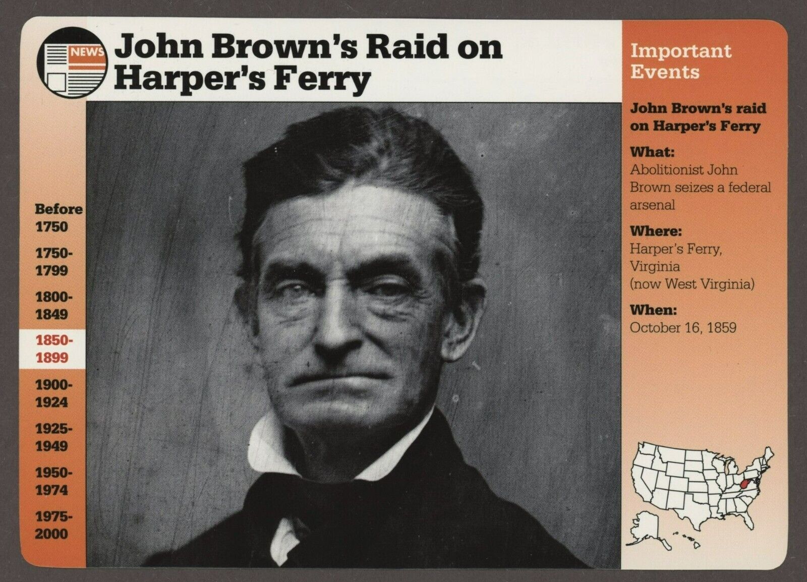 John Browns Raid on Harpers Ferry  Story of America History Card Events