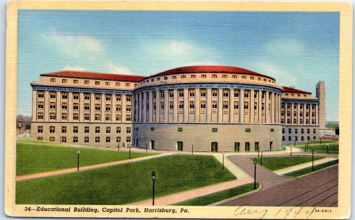 Postcard - Educational Building, Capitol Park - Harrisburg, Pennsylvania
