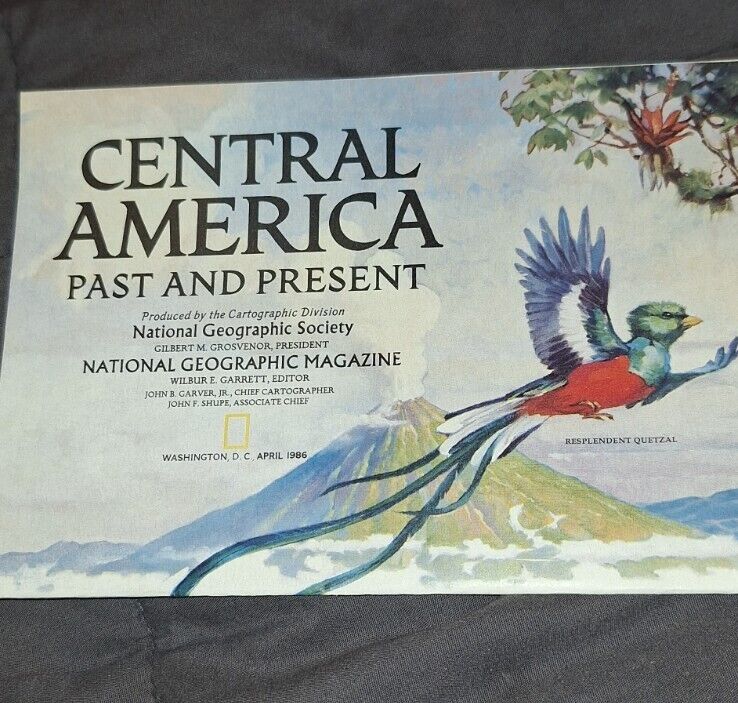 National Geographic  Central America Map Poster, Full Size Maps Vintage 1986 Map