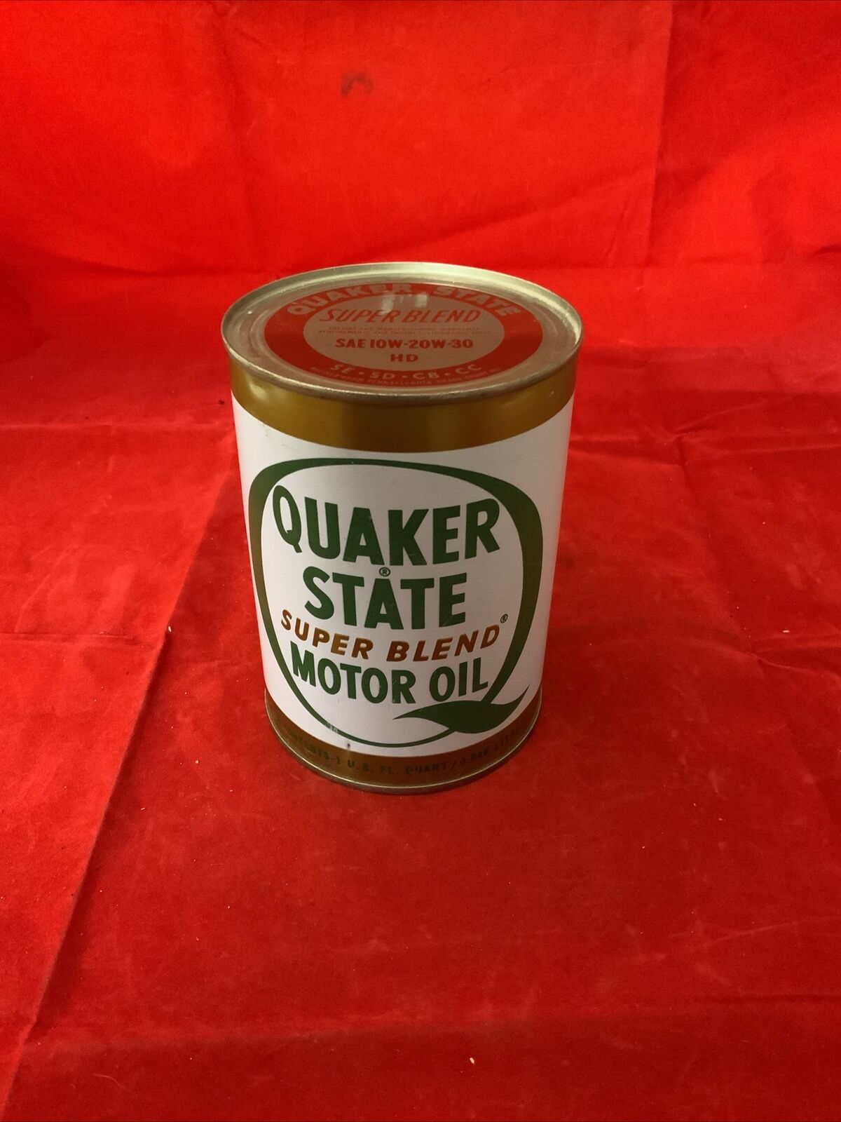 VTG 70s QUAKER STATE SUPER BLEND Motor Oil 1 Qt Full Q Logo Sealed Full can
