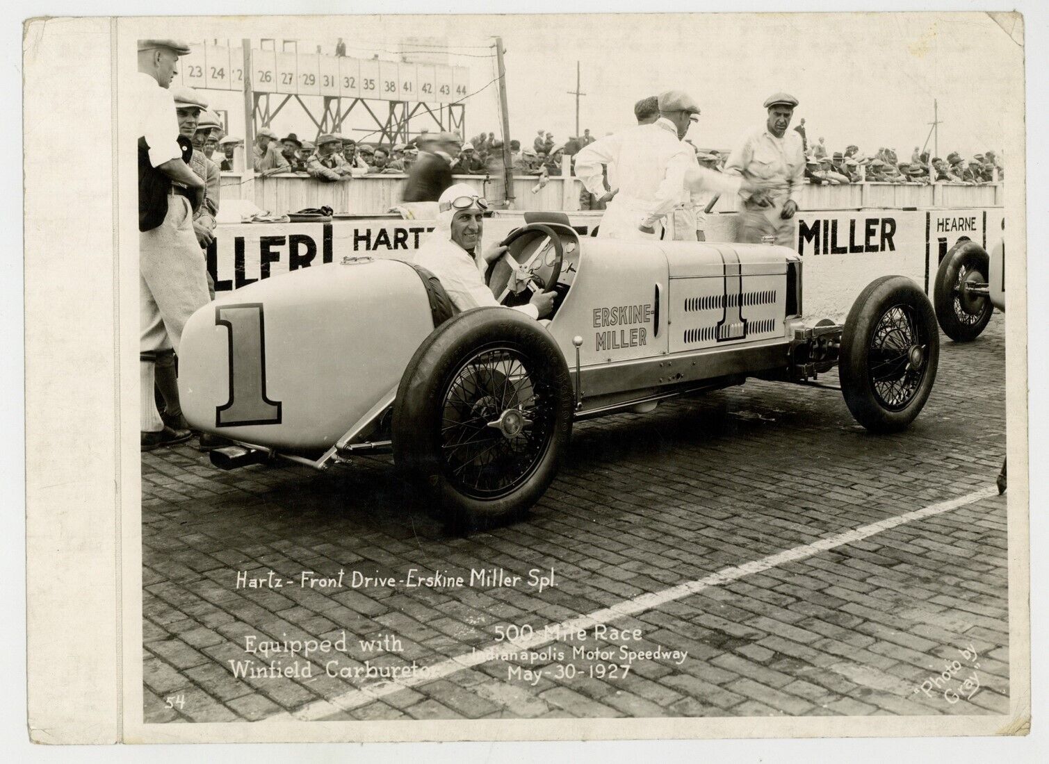 Harry Hartz 1925 Indianapolis 500 Erskine Miller Race Car Motor Speedway Photo