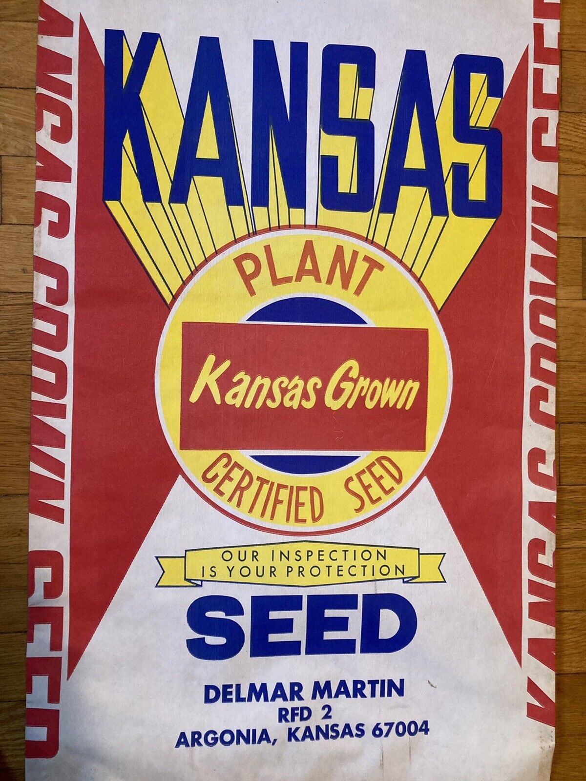 VERY RARE KANSAS Grown Seed Sack Delmar Martin Argonia Kansas Certified Seed