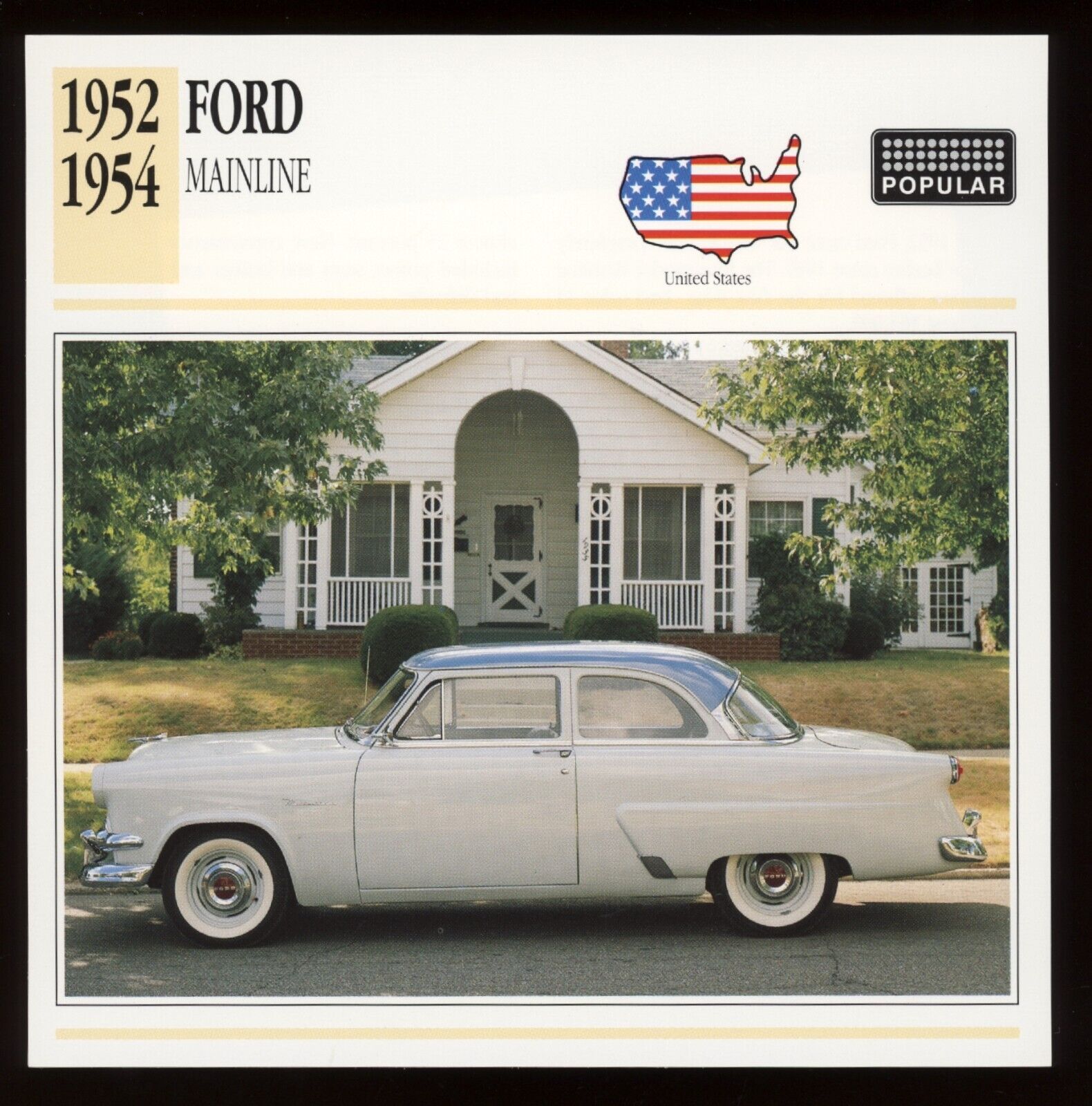 1952 - 1954 Ford Mainline Classic Cars Card