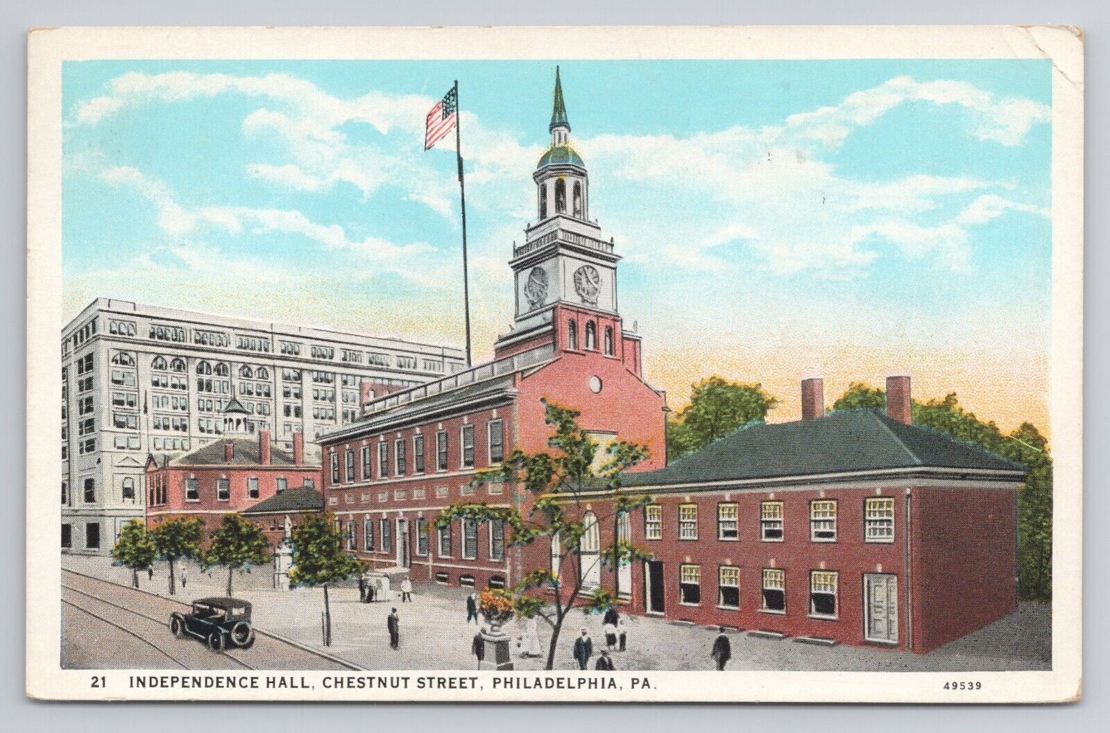 Postcard Independence Hall Chestnut Street Philadelphia Pennsylvania 1937