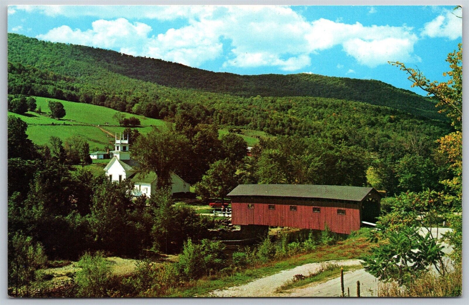 Vtg West Arlington Vermont VT Old Covered Wood Bridge Battenkill River Postcard