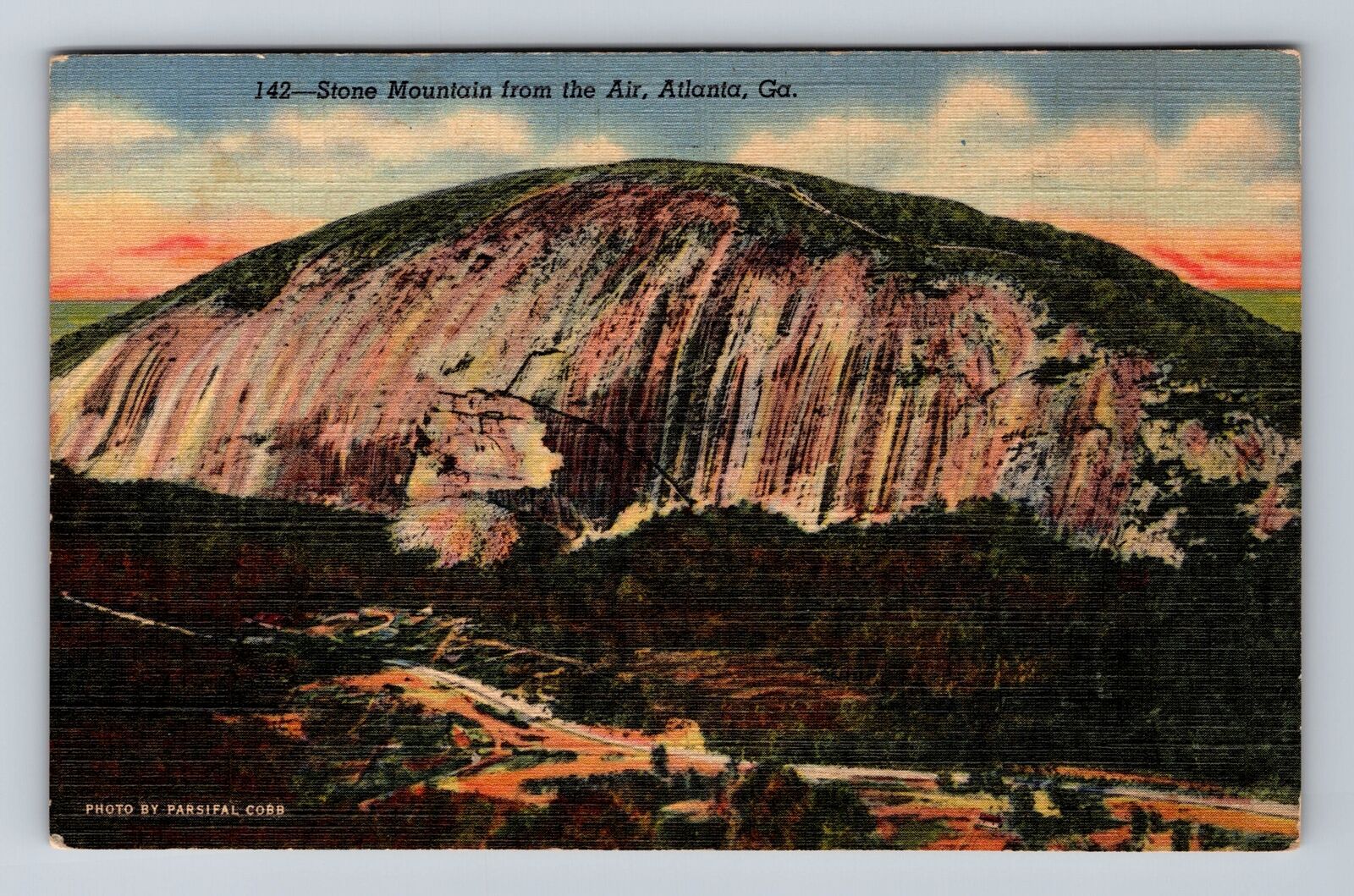 Atlanta GA-Georgia, Aerial View Stone Mountain, Antique Vintage Postcard