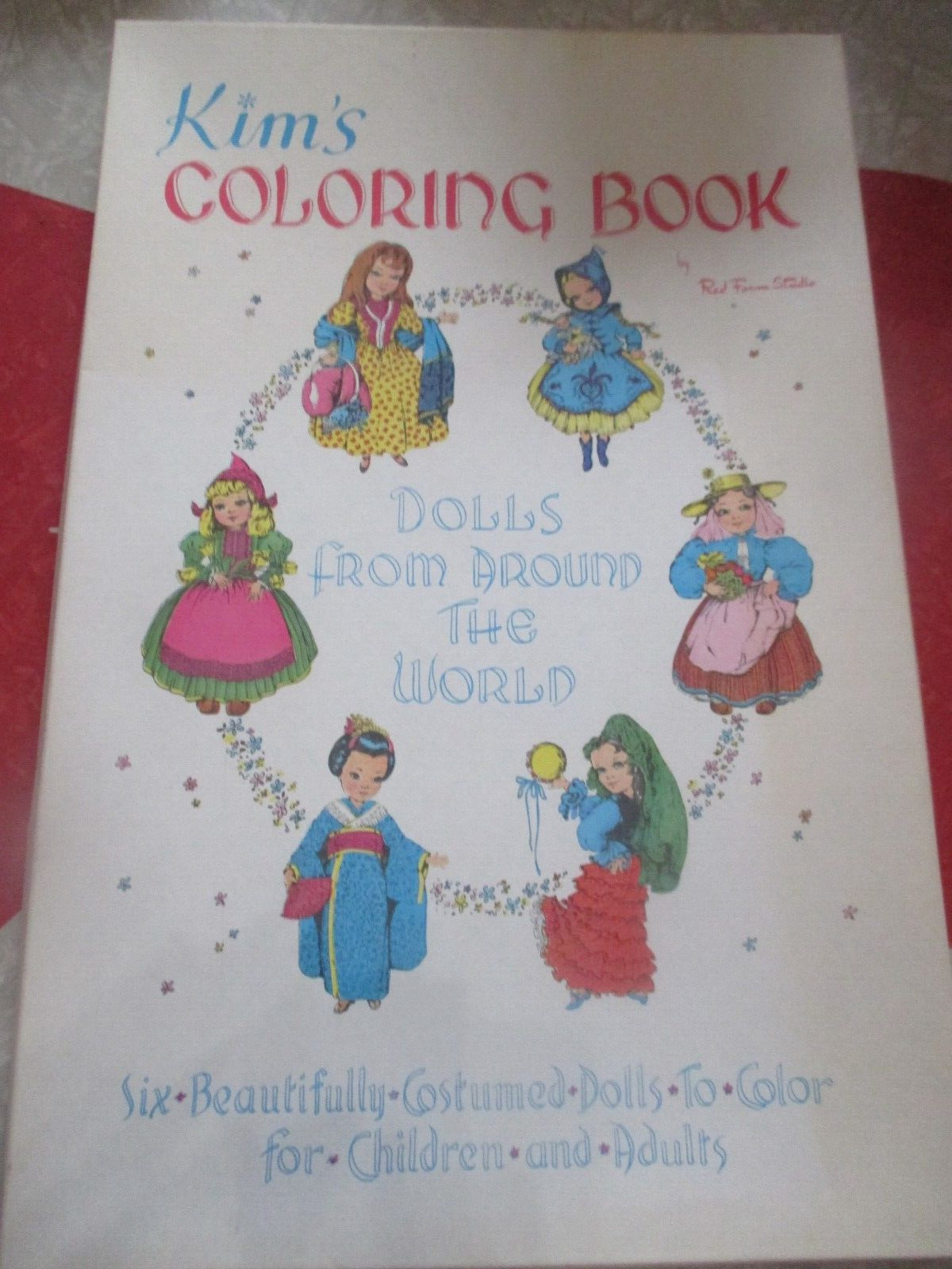Red Farm NIB Vintage KIM'S COLORING BOOK - DOLLS FROM AROUND THE WORLD - 1940's