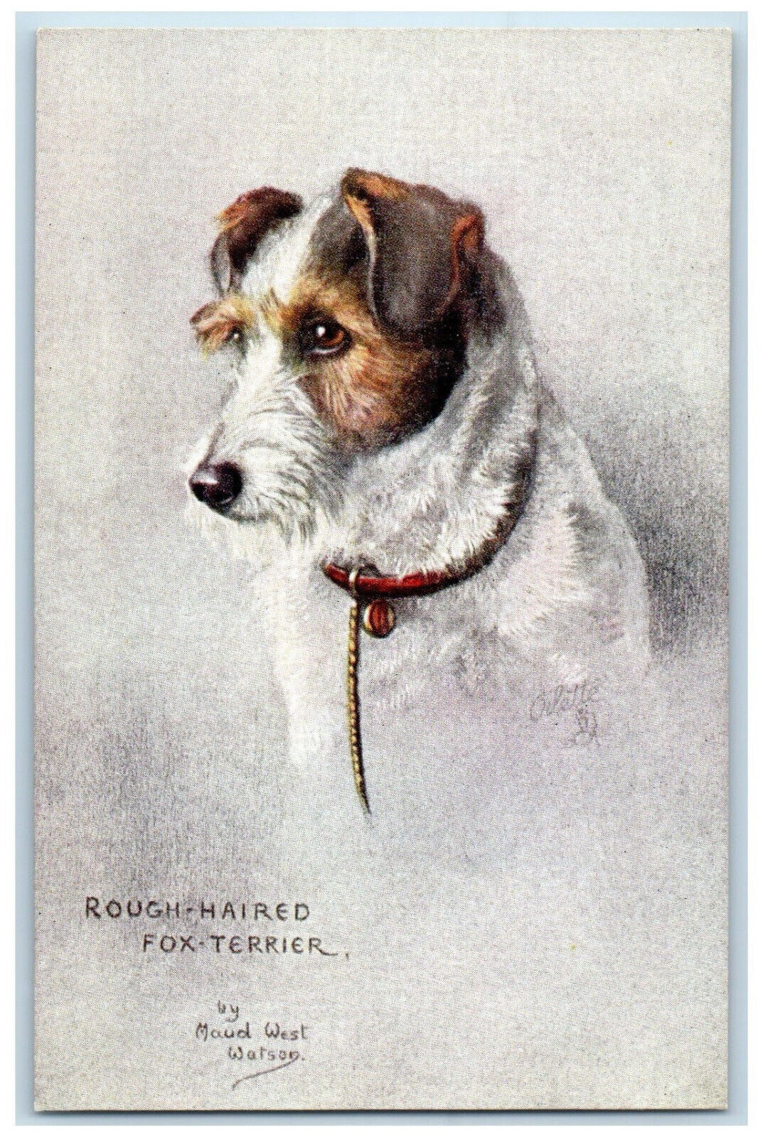 Postcard Rough Haired Fox Terrier Dog By Maud Watson c1910 Oilette Tuck Dogs