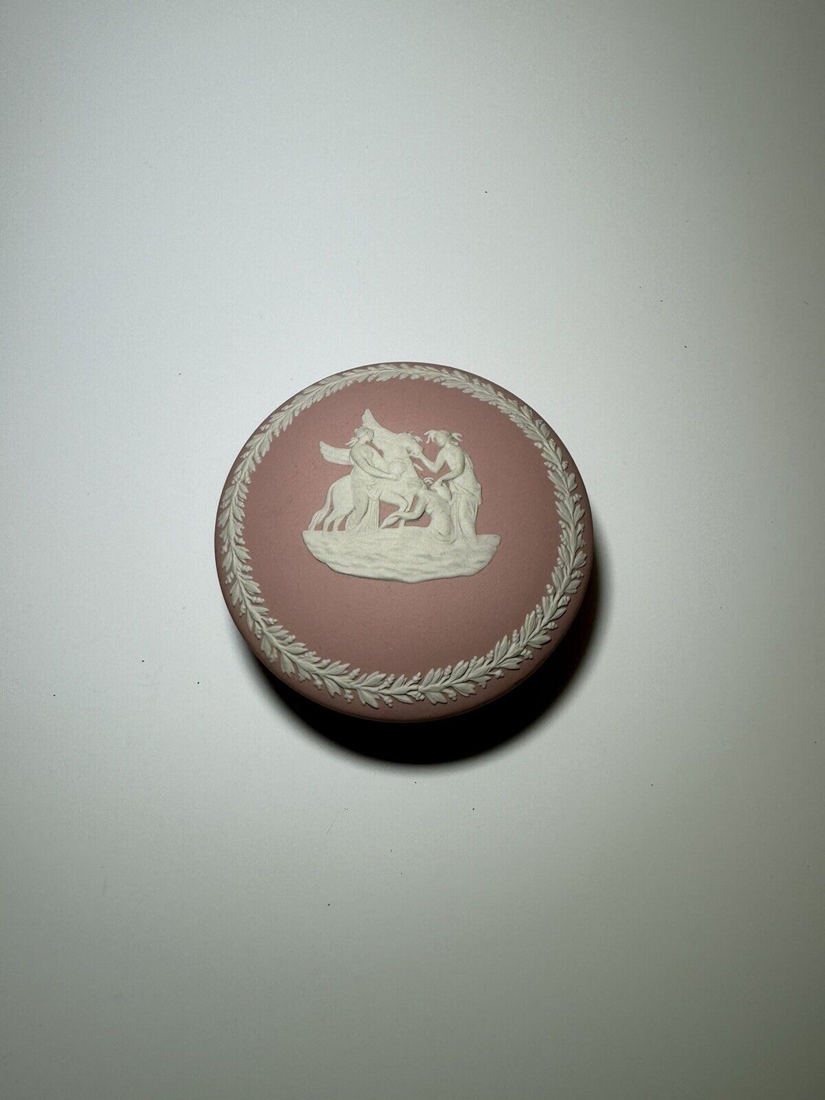Wedgwood Jasperware Pink Round Neoclassical Trinket Box