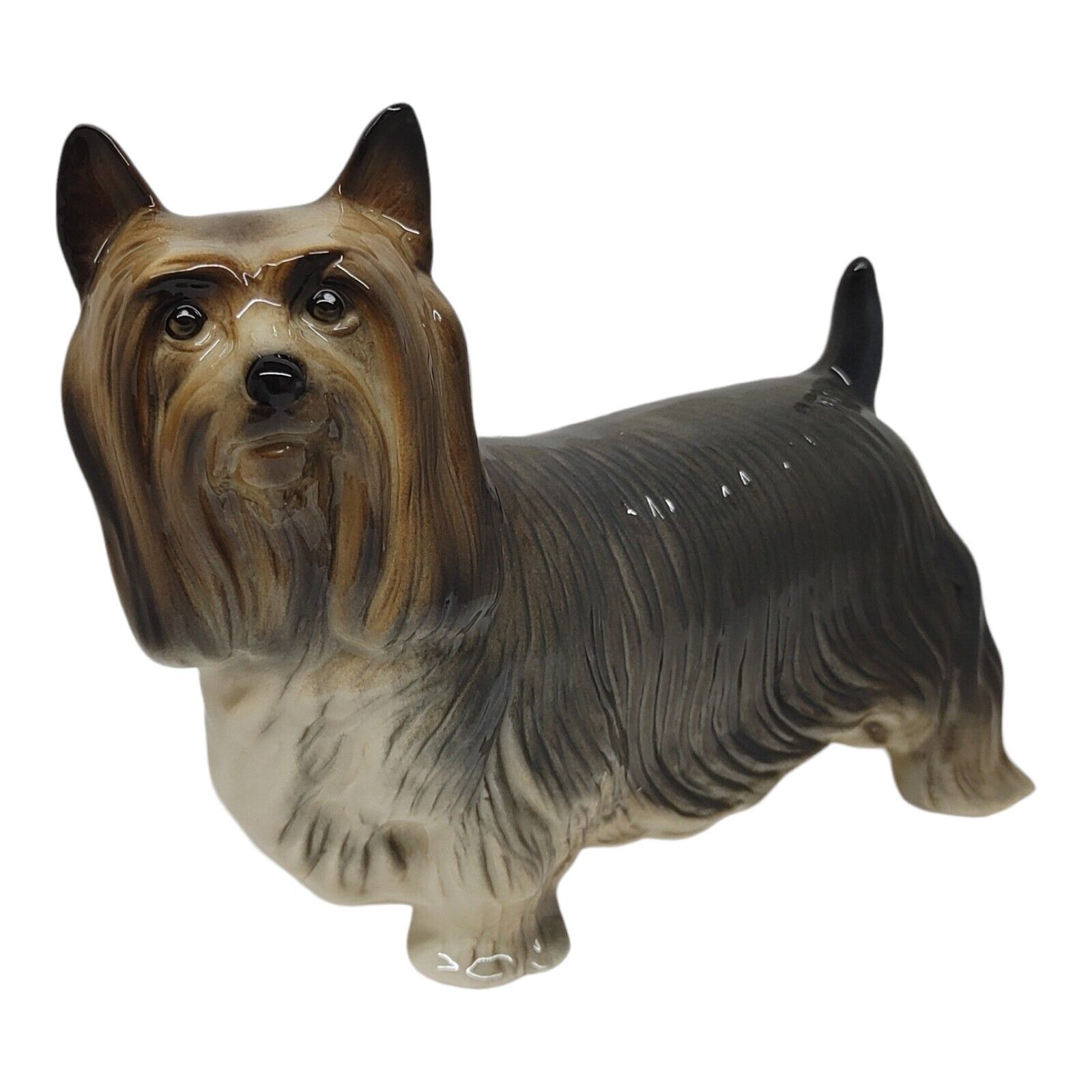 Yorkshire Terrier Dog Figure Made In England Yorkie Porcelain Ceramic READ DESC