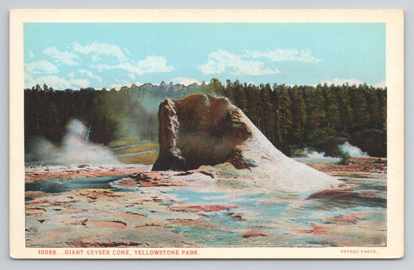 Postcard Giant Geyser Cone Yellowstone Park