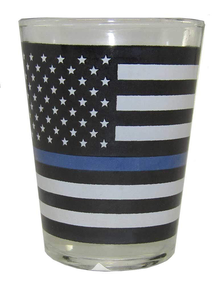 USA Thin Blue Line Flag Law Enforcement Collectible Shot Glass