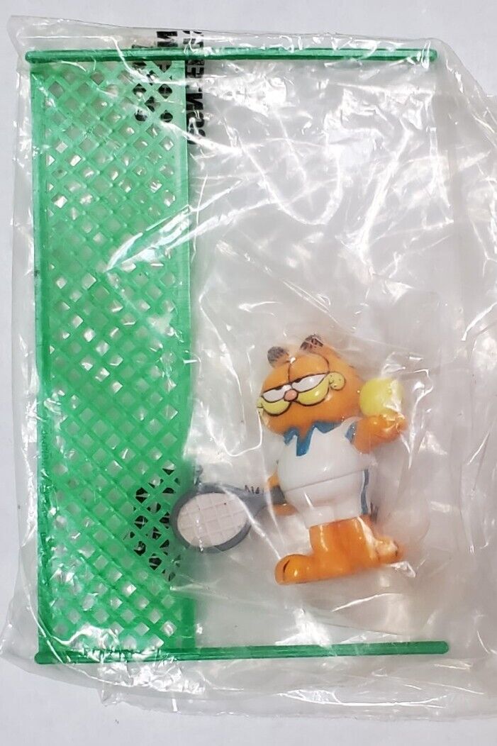 VTG Garfield PVC Figure Toy with Tennis Racket & Net 6\