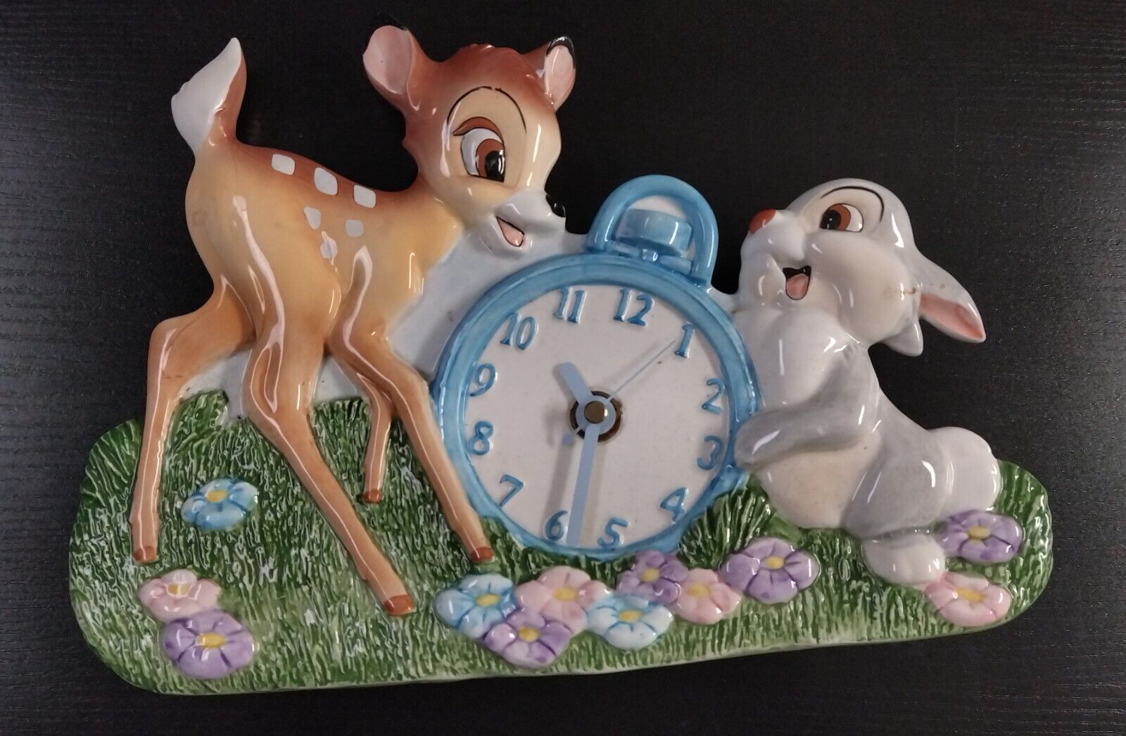 SCHMID WALT DISNEY’S Bambi & Thumper Ceramic Hand Painted Wall Clock- Vintage