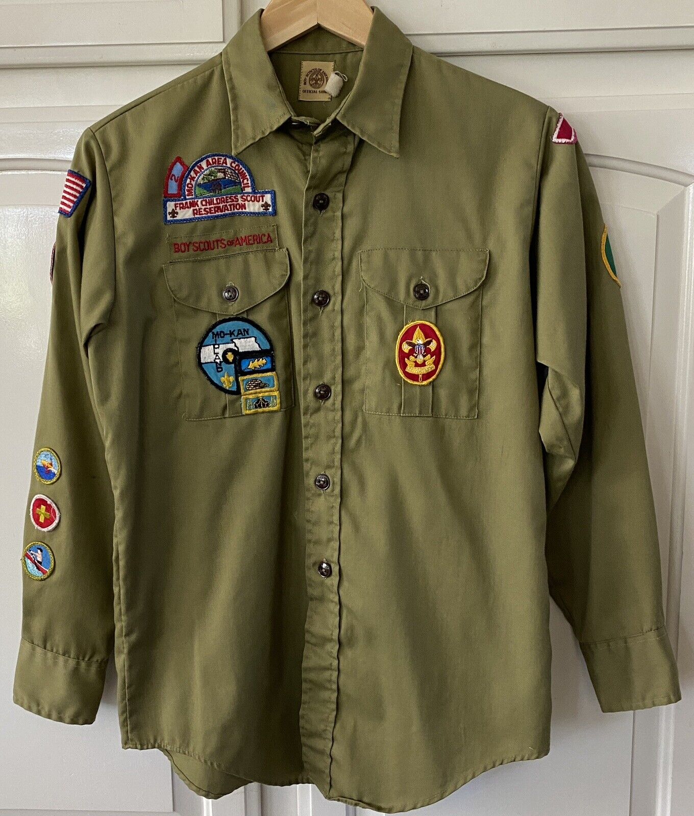 Boy Scouts of America Youth Long Sleeve Official Uniform Shirt w/ Sewn Patches
