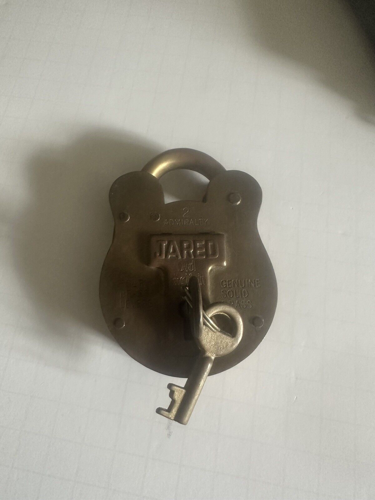 Antique Solid Brass Lock w/ 2 Keys Admiralty2 JARED Old English Jas Morgan & Son
