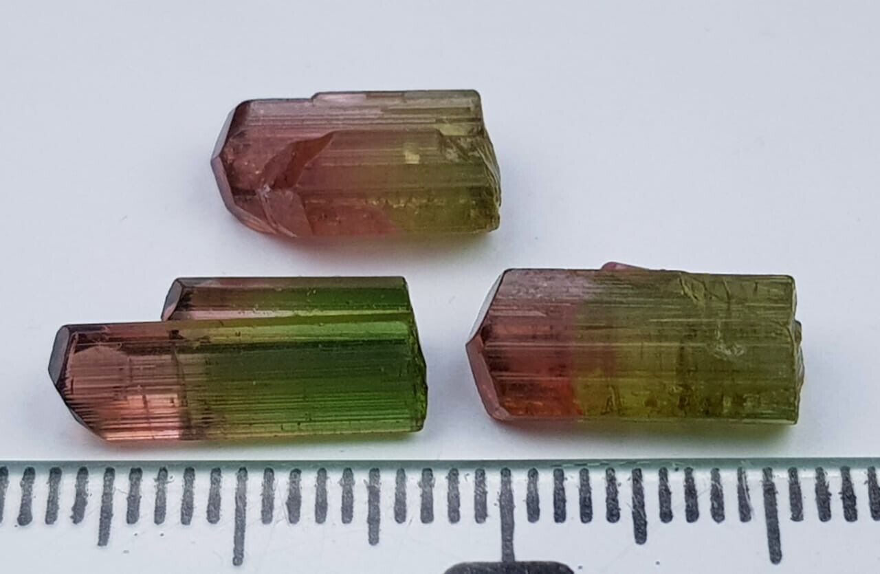 10ct Natural Terminated Bi Color TOURMALINE Crystal Lot From Afghanistan  3pcs