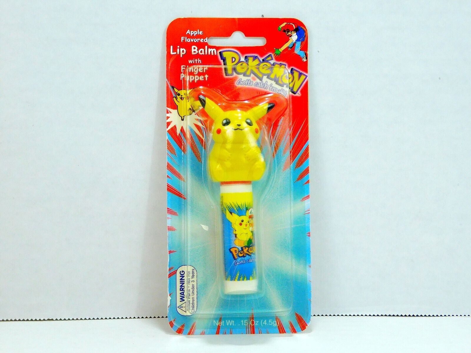 Nintendo Pokémon Pikachu Lip Balm Apple Flavored Finger Puppet 2000 NIP