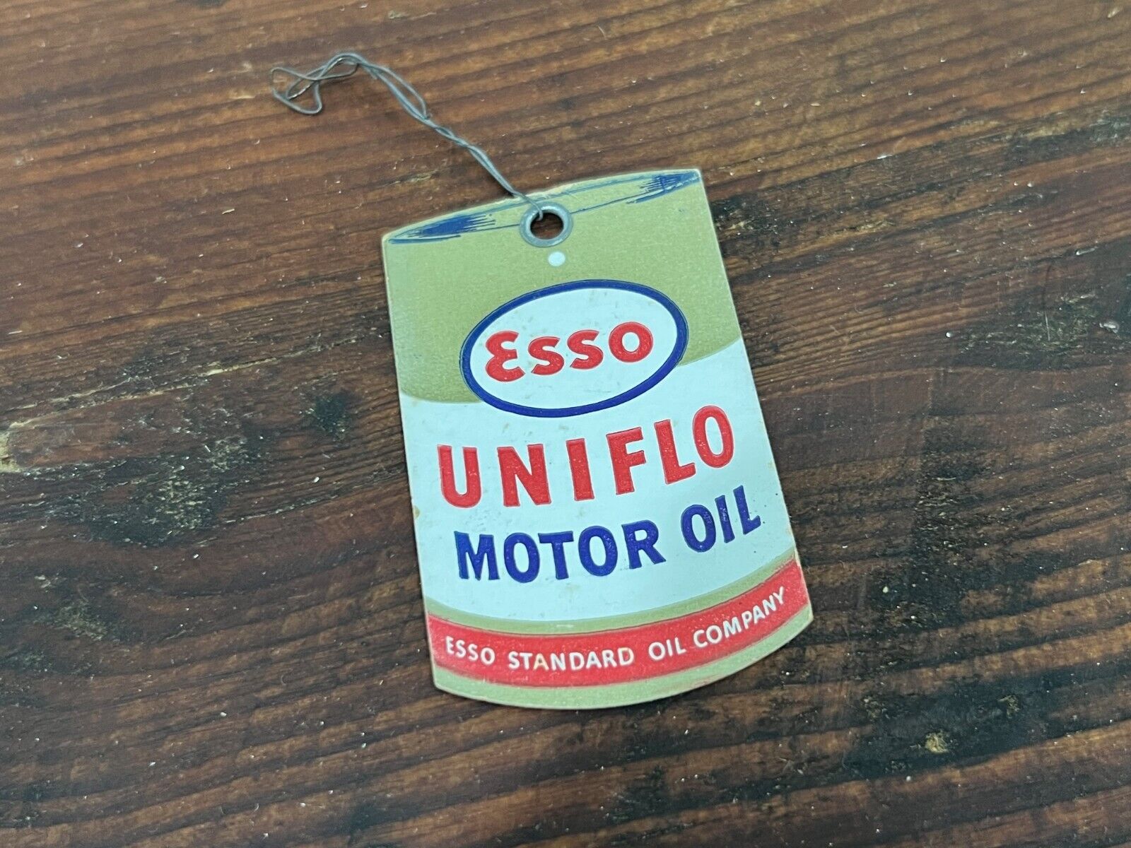 VINTAGE ESSO UNIFLO OIL CHANGE HANGING TAG 1950\'S GAS STATION COLLECTIBLE