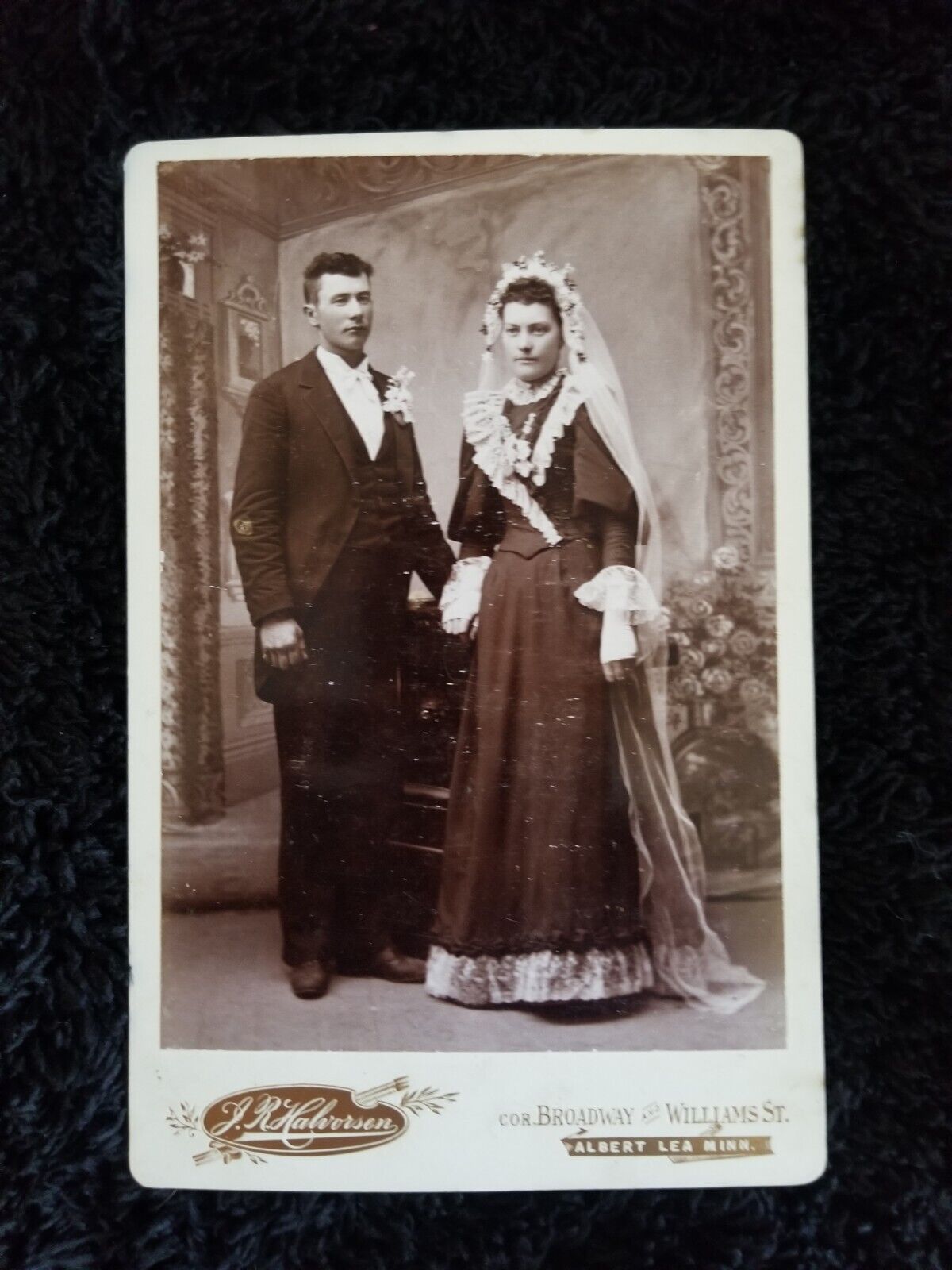 Wedding Photo Cabinet Card by Halvorsen In Albert Lea MN