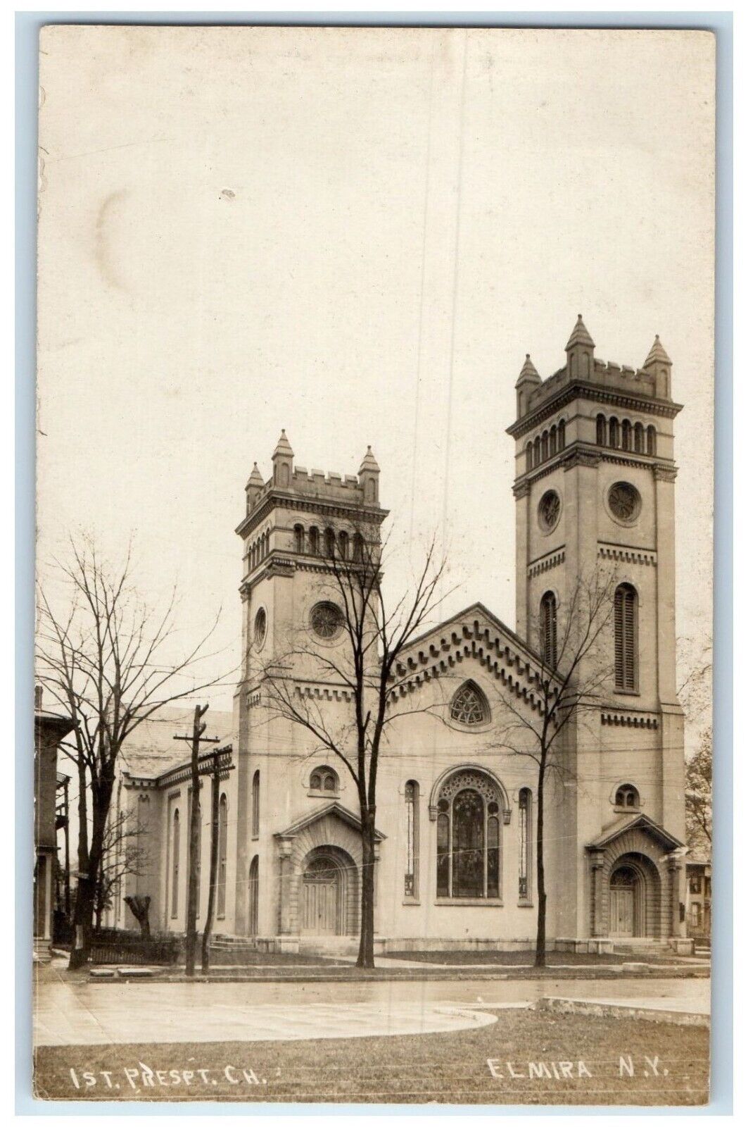 c1910's First Prespt. Church Elmira New York NY RPPC Photo Antique Postcard