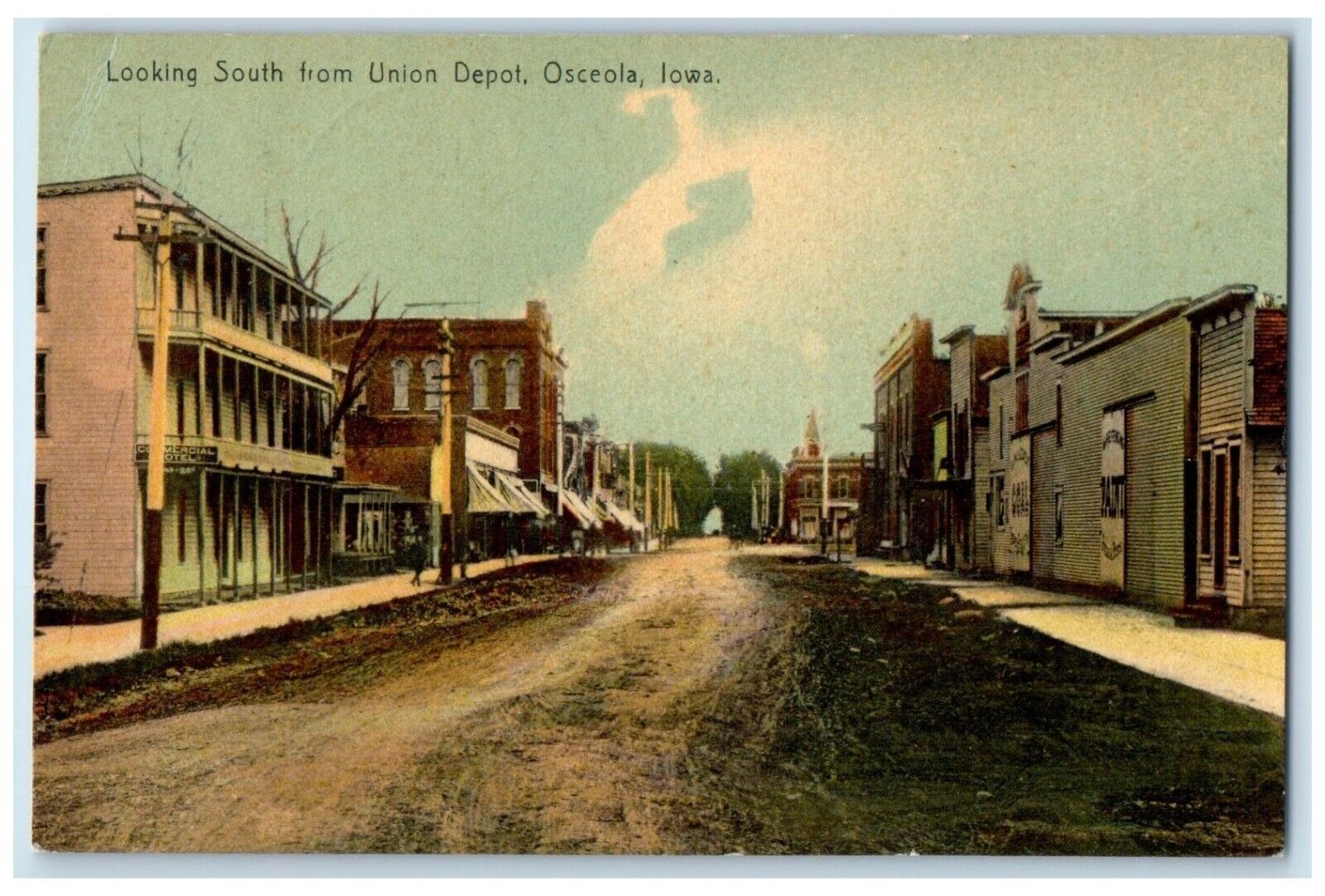 1908 Looking South From Union Depot Dirt Road Osceola Iowa IA Antique Postcard