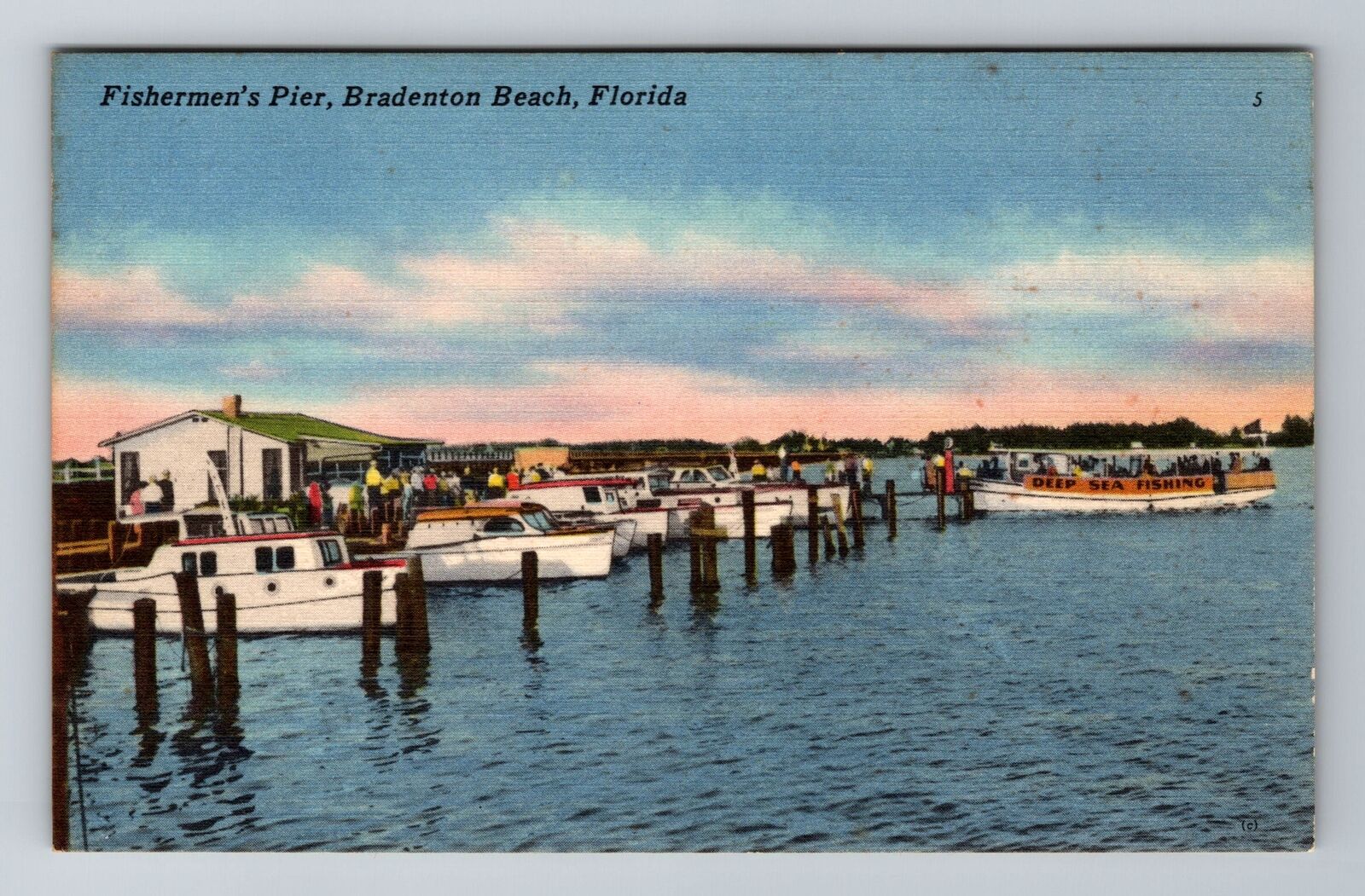 Bradenton Beach FL-Florida, Fisherman's Pier, Antique, Vintage Souvenir Postcard