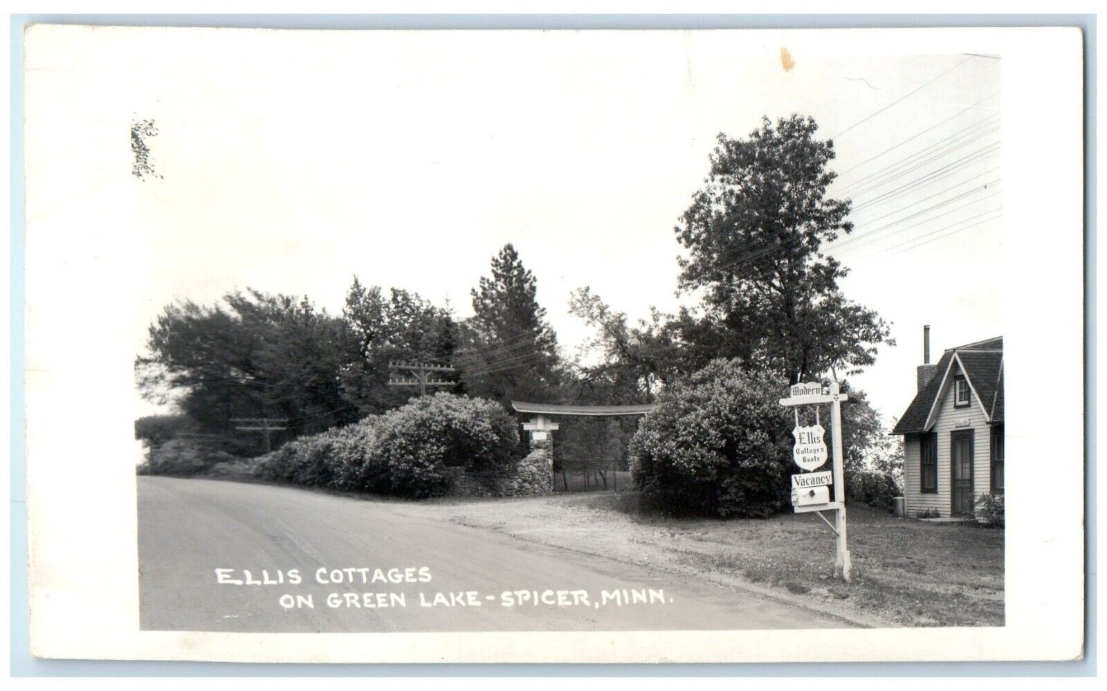 1955 Ellis Cottages On Green Lake Spicer Minnesota MN RPPC Photo Posted Postcard