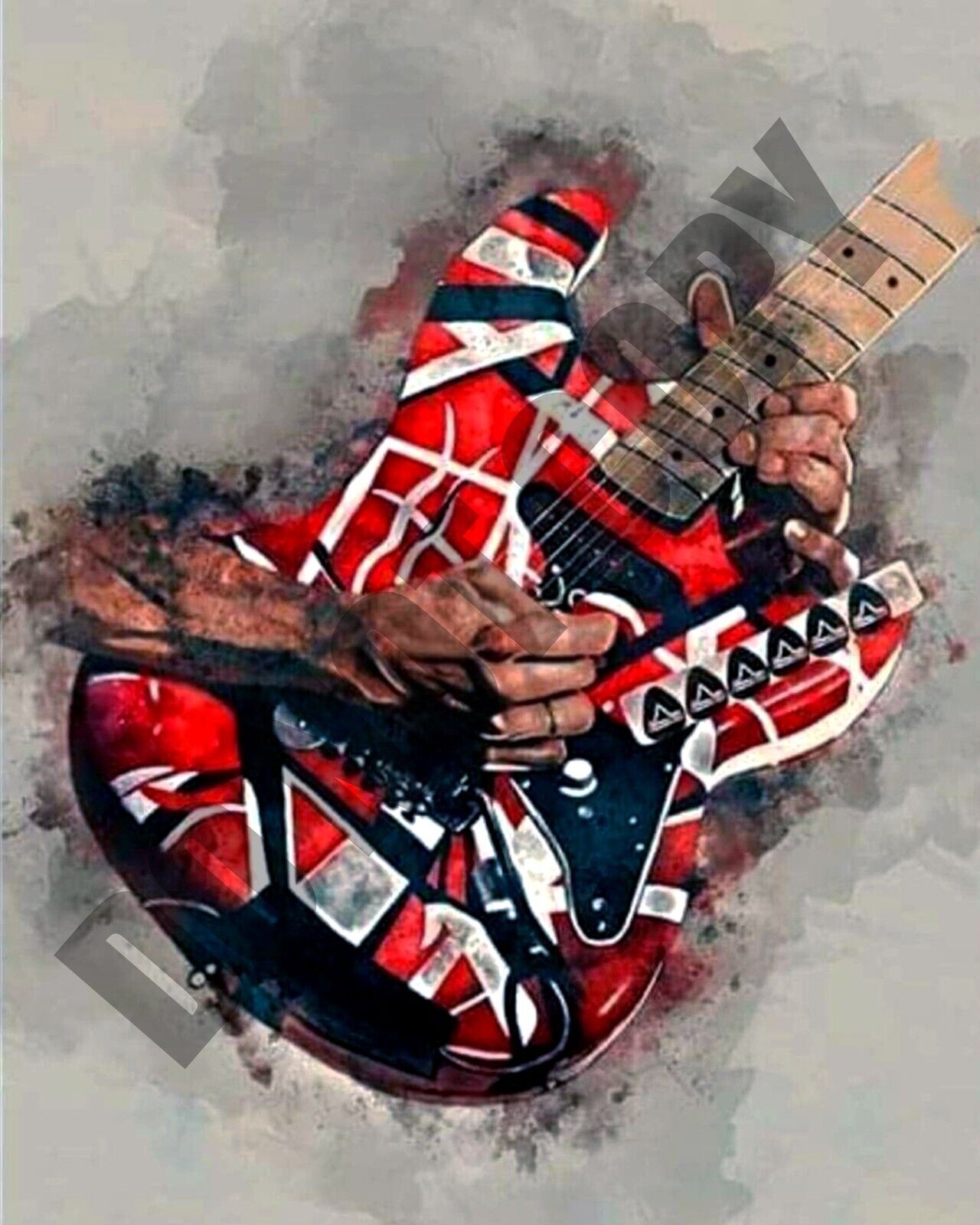 Eddie Van Halen Playing Guitar In Concert Smoke Art 8x10 Photo