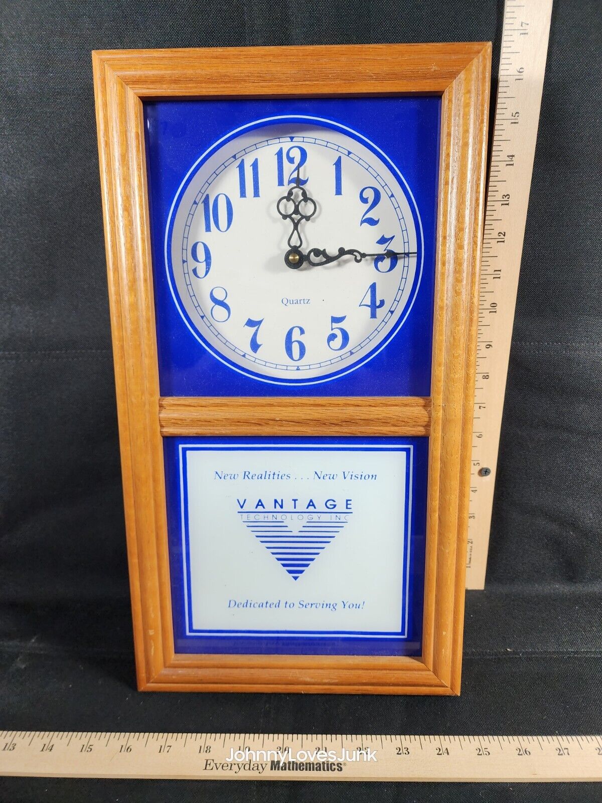 Vintage Vantage Technology Clock Glass Front Wood Frame Clock Needs Repaired 