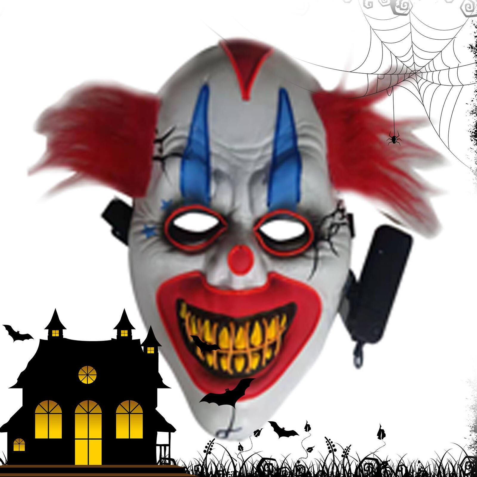 Creepy Clown Masque LED Scary Creepy Masquerade Face Cover Halloween Mask