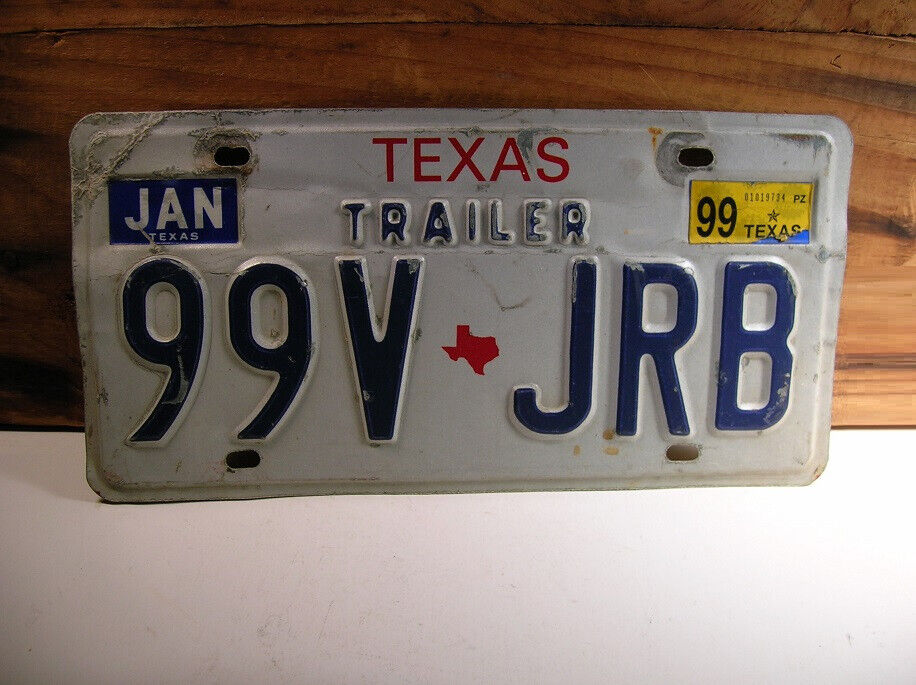 1999 TEXAS TRAILER LICENSE PLATE - 99V-JRB - USED