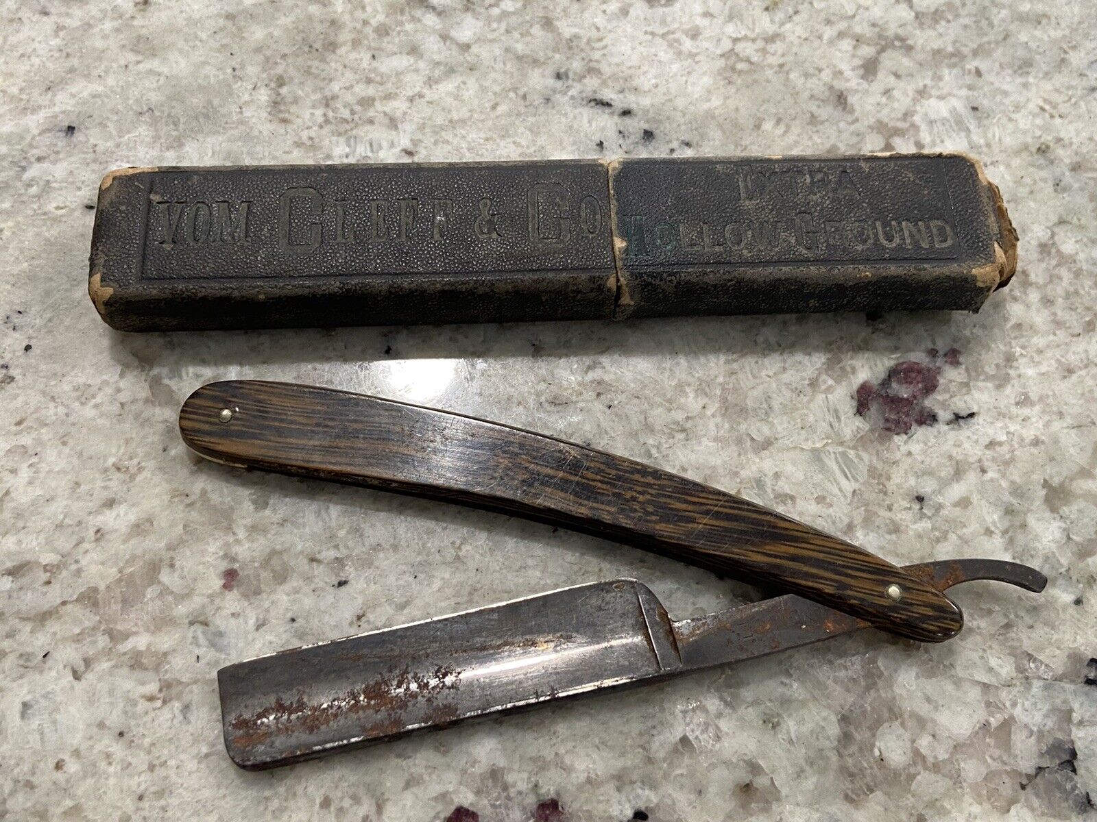 Antique Vom Cleff And Company Extra hollow Ground And Blue Steel Straight Razors