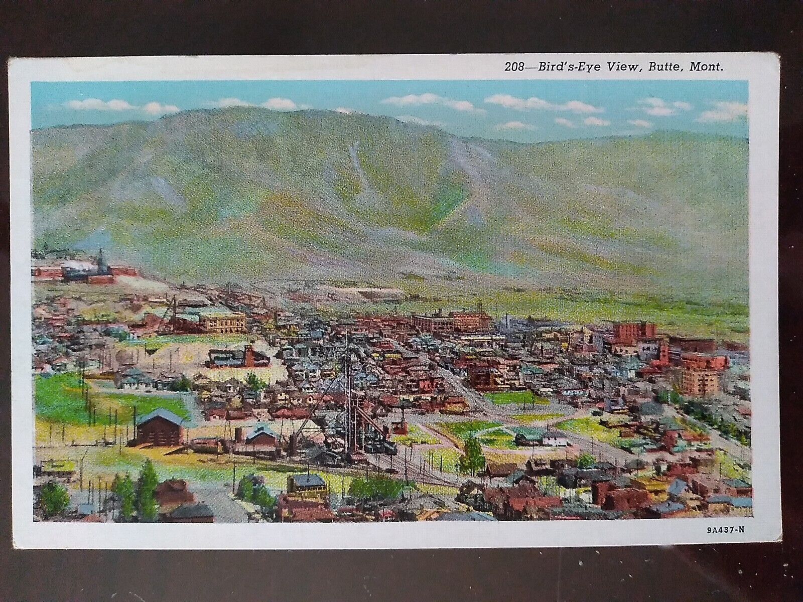 Bird\'s Eye View of Butte, MT - Linen, 1939, Rough Edges