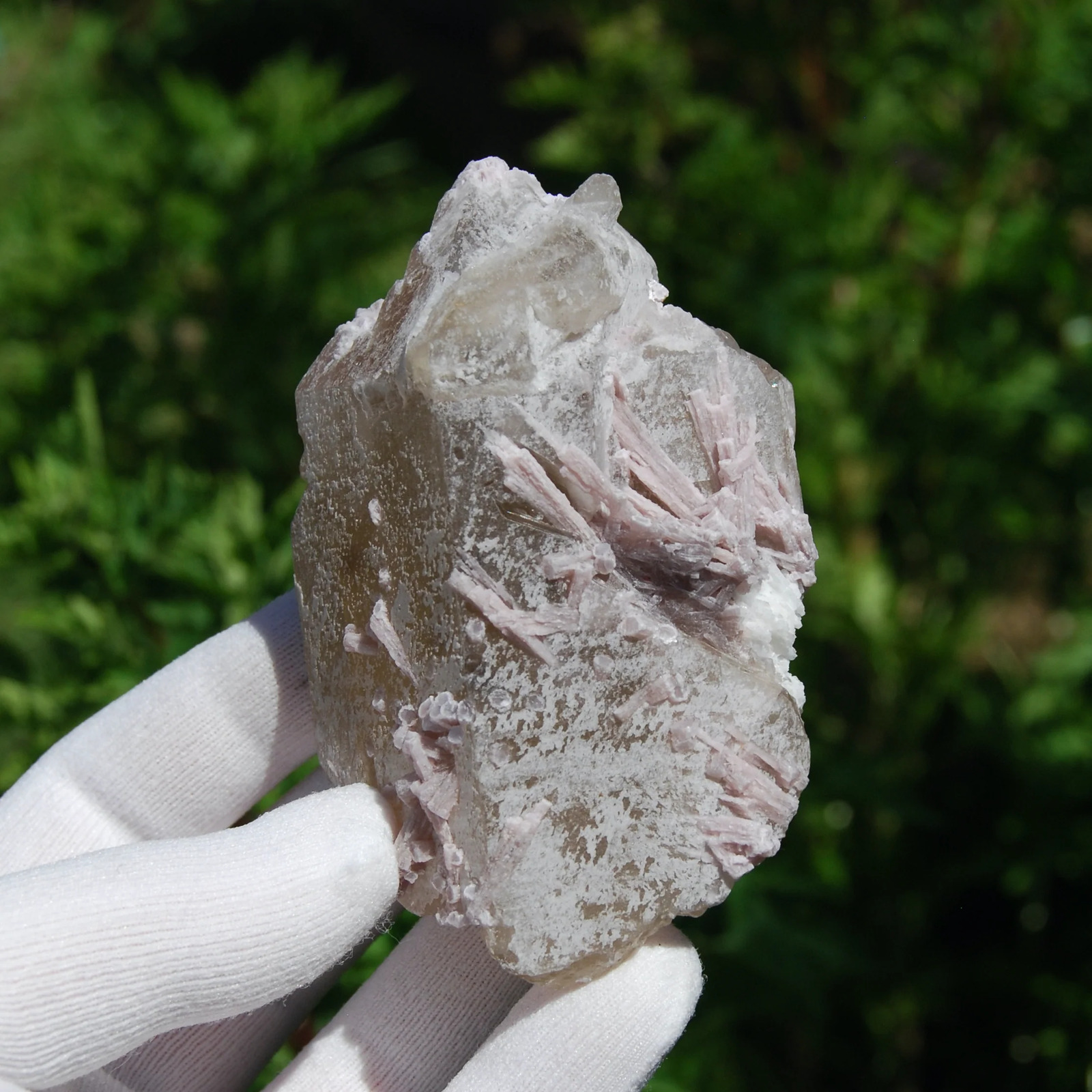3.5in 186g Pink Lepidolite in Citrine Crystal Matrix, Rare Mineral Specimen, Bra