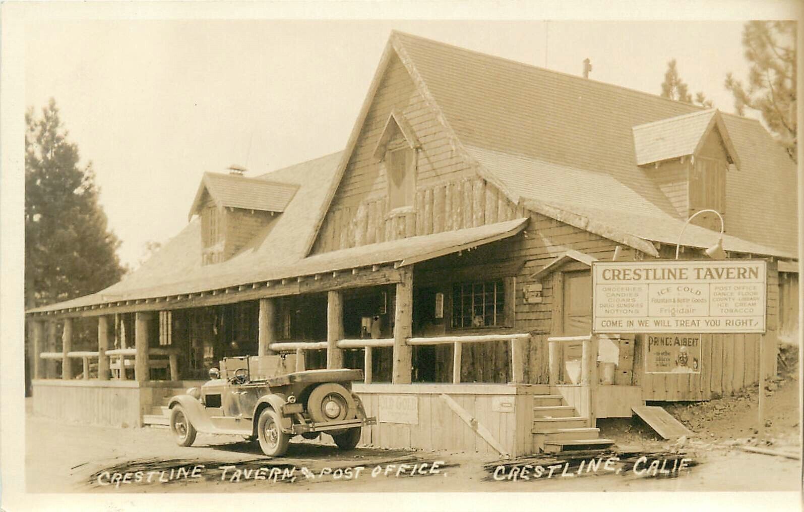 Postcard RPPC 1920s California Crestline San Bernardino Tavern CA24-3728