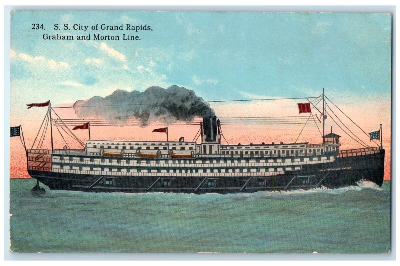 c1910's Steamship City Of Grand Rapids Graham And Morton Line Unposted Postcard