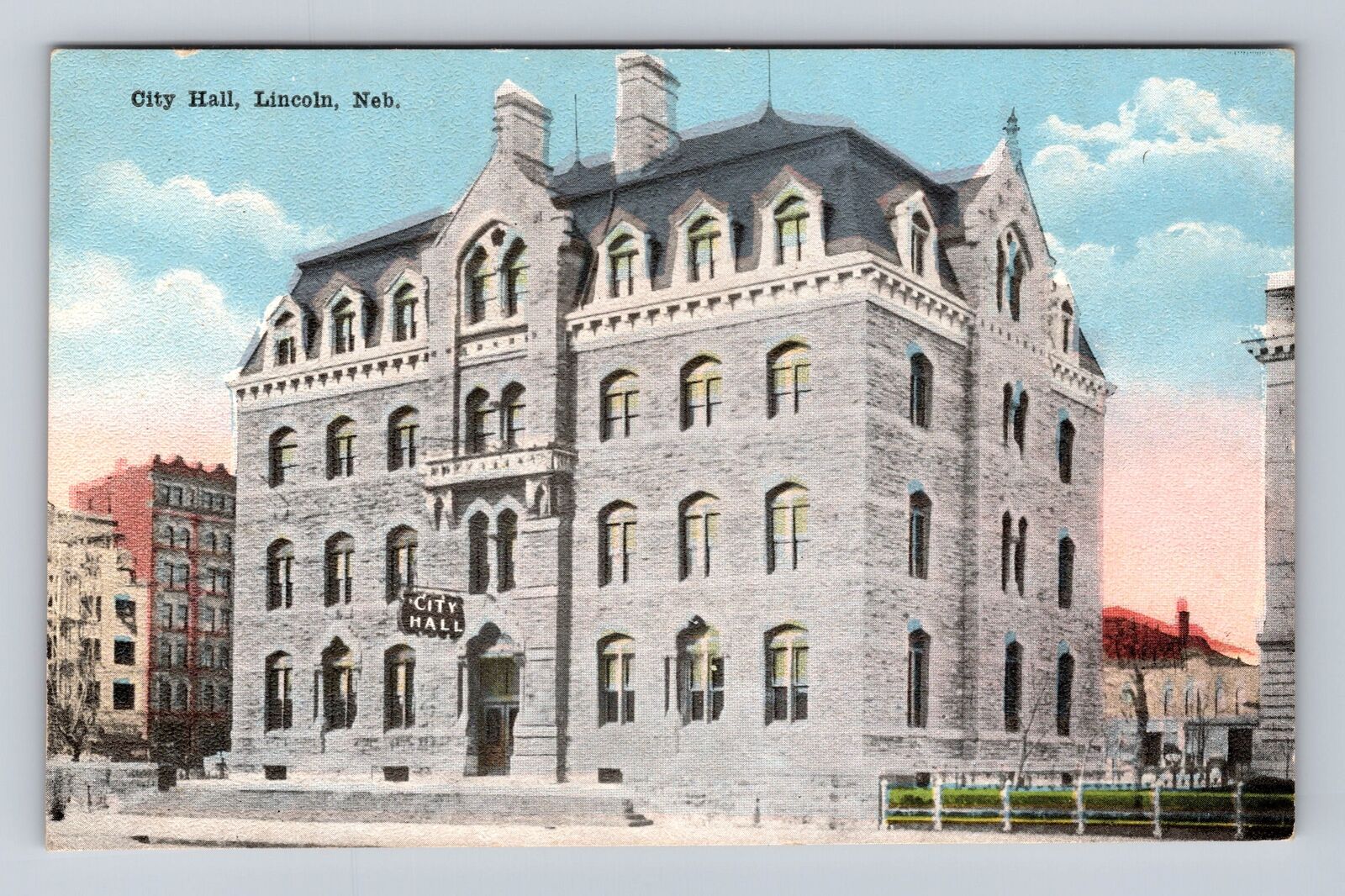 Lincoln NE-Nebraska, City Hall, Antique, Vintage Souvenir Postcard