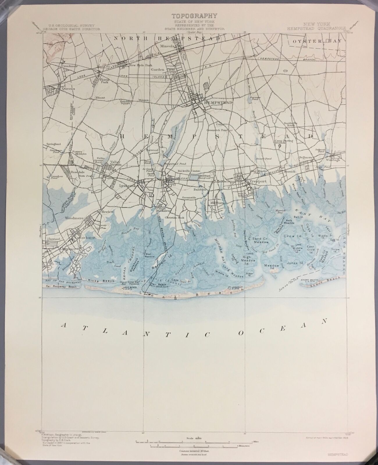 1909 ANTIQUE HEMPSTEAD QUADRANGLE NEW YORK USGS TOPOGRAPHIC Topo Map