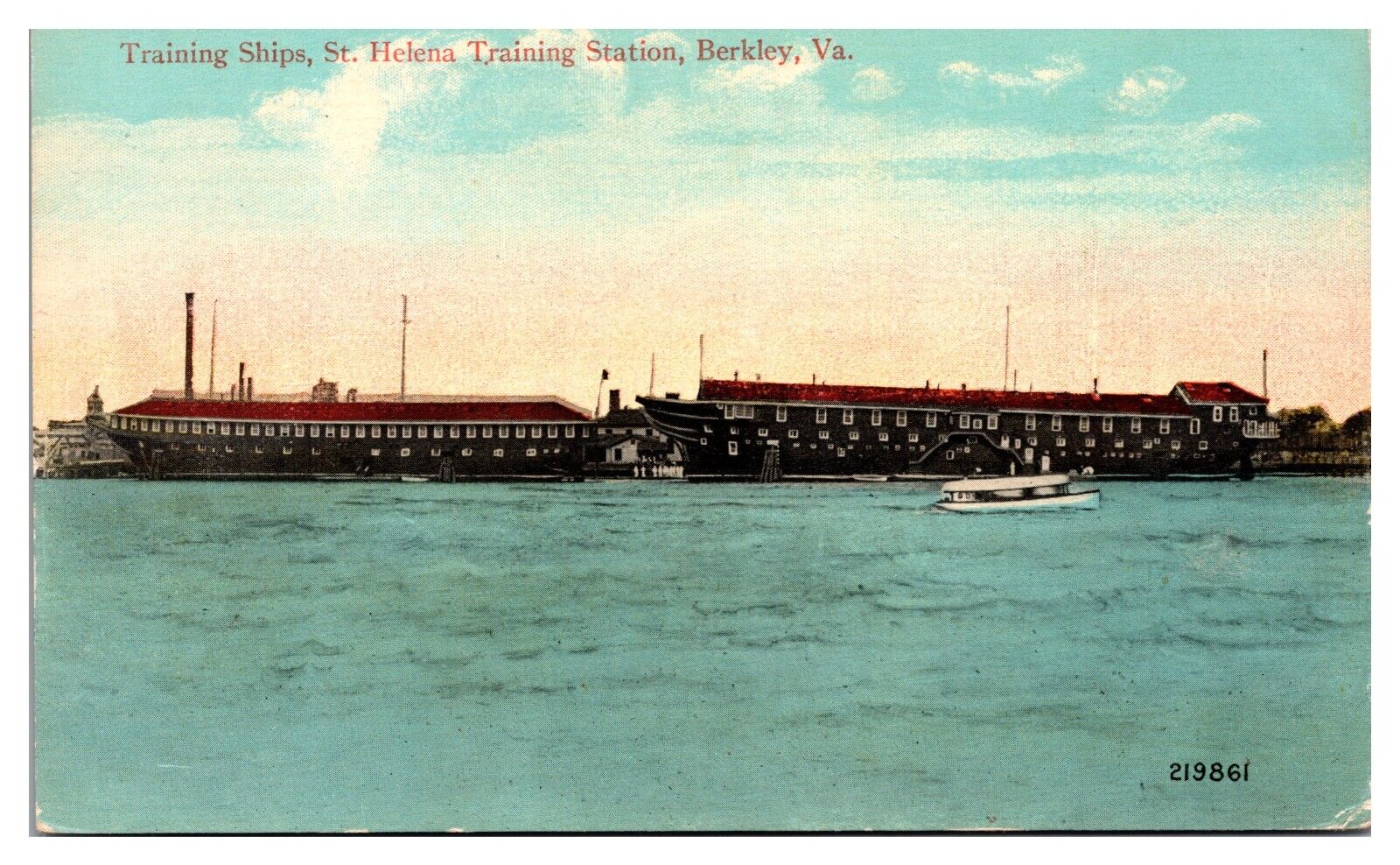 Antique Training Ships, St. Helena Training Station, Berkley VA Postcard