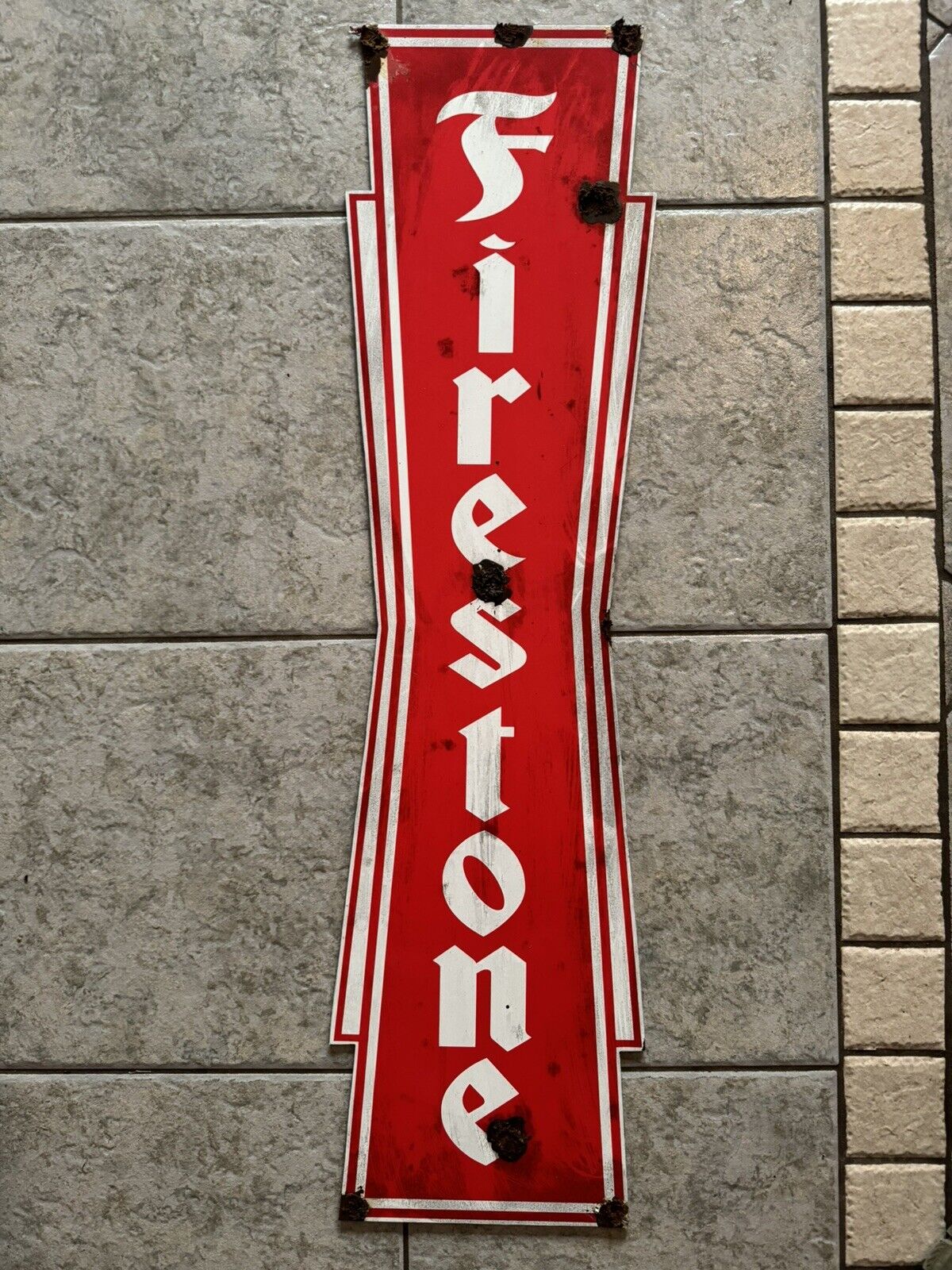Old style-porcelain look Firestone tires service station dealer sign