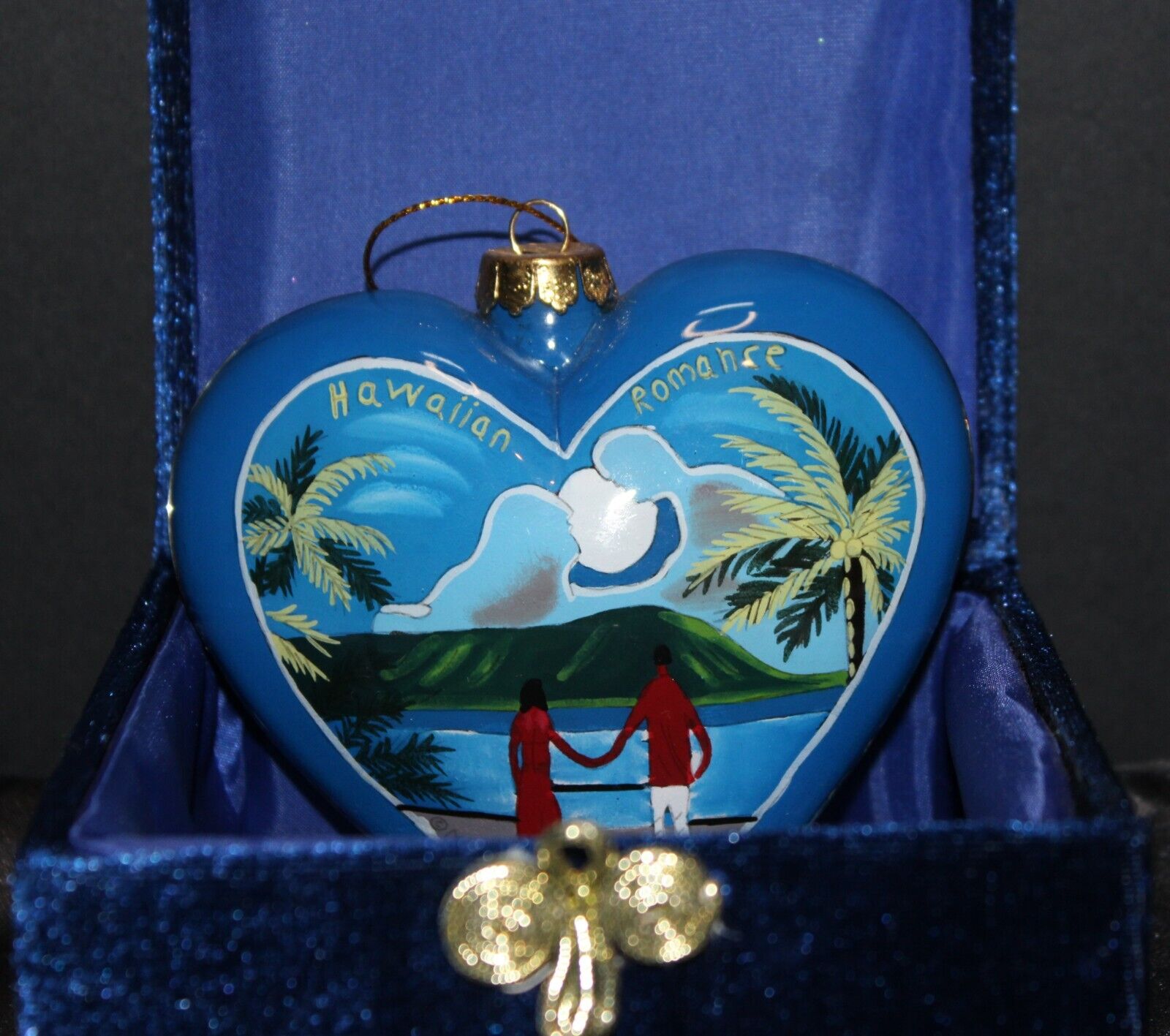 Maui By Design Reverse Inside Hand Painted Heart Christmas  Ornament with Box