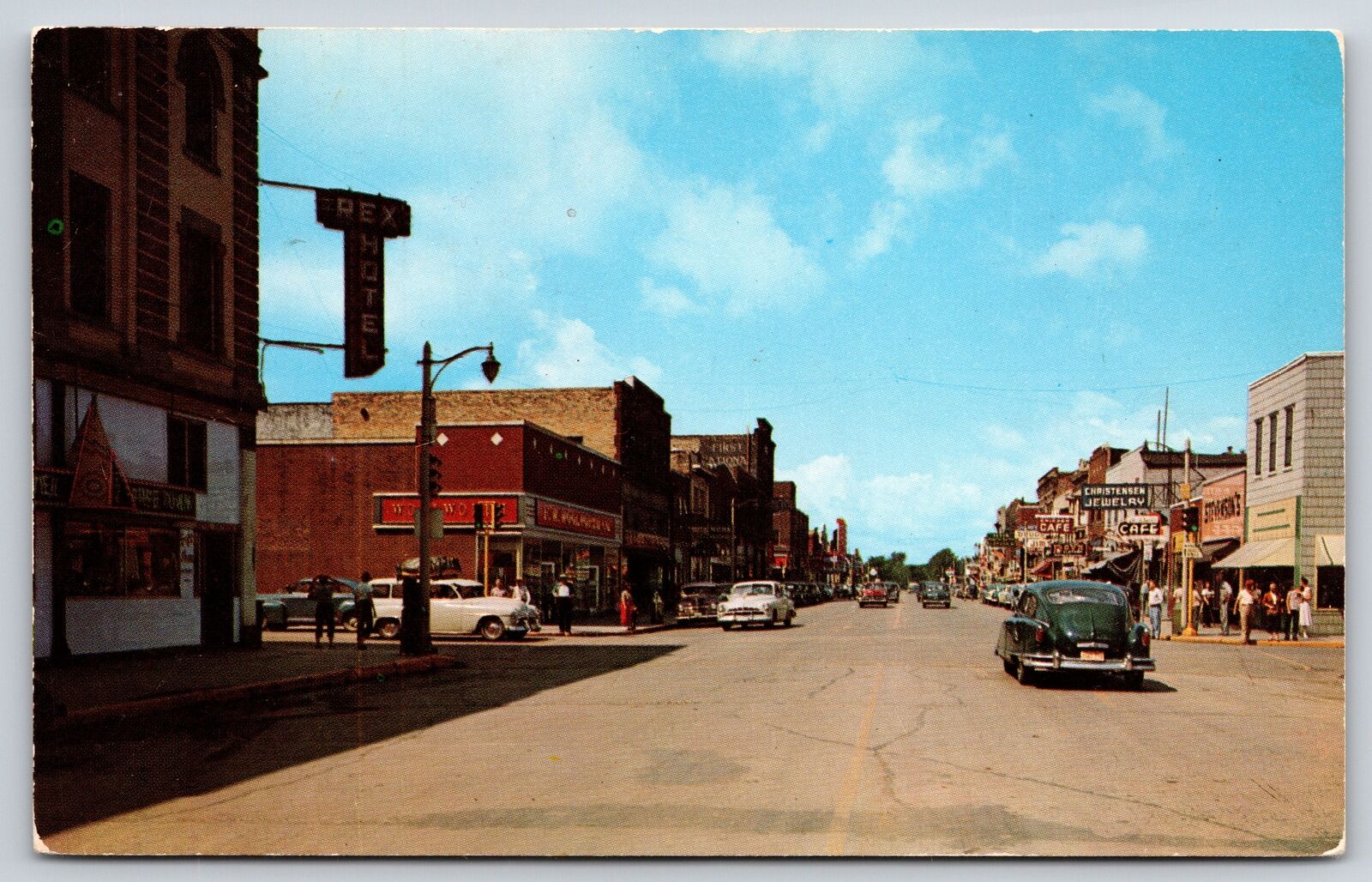 International Falls Minnesota~3rd Street @ 3rd Avenue West~Woolworth~Hotel~1950s