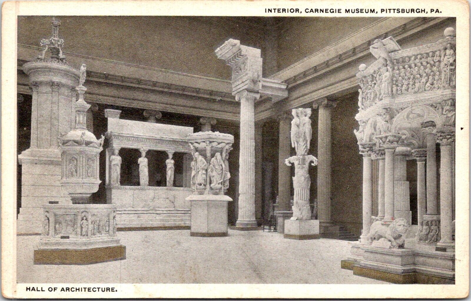Postcard Carnegie Museum Interior Hall Architecture Pennsylvania D108
