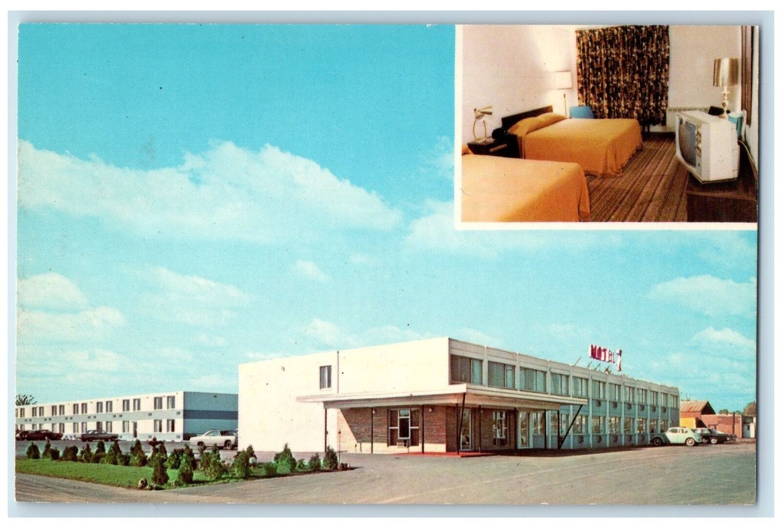 c1950's Motel 7 Seventh North Street Restaurant Liverpool New York NY Postcard