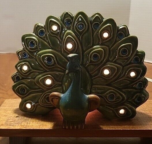 Vintage Ceramic Peacock TV Lamp