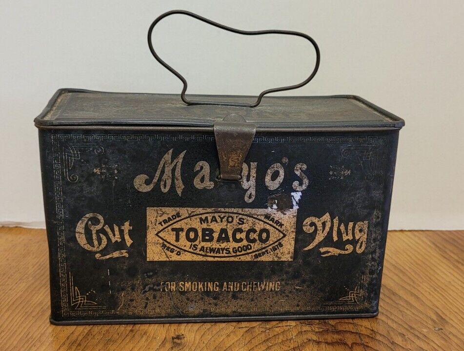 Vintage MAYO'S Cut Plug  Tobacco Tin Metal Bail Handle Sept. 1878 Pat. RARE