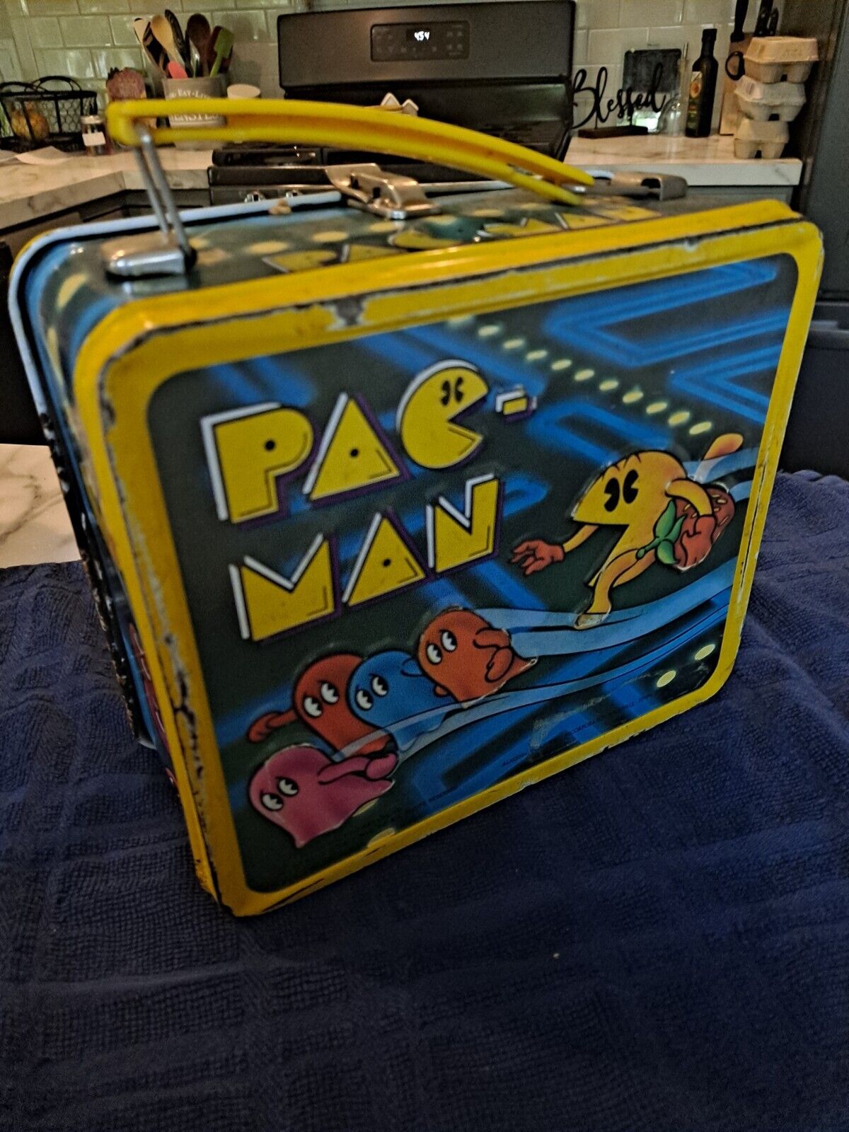 Vintage 1980s Pac-Man Metal Lunch Box & Thermos