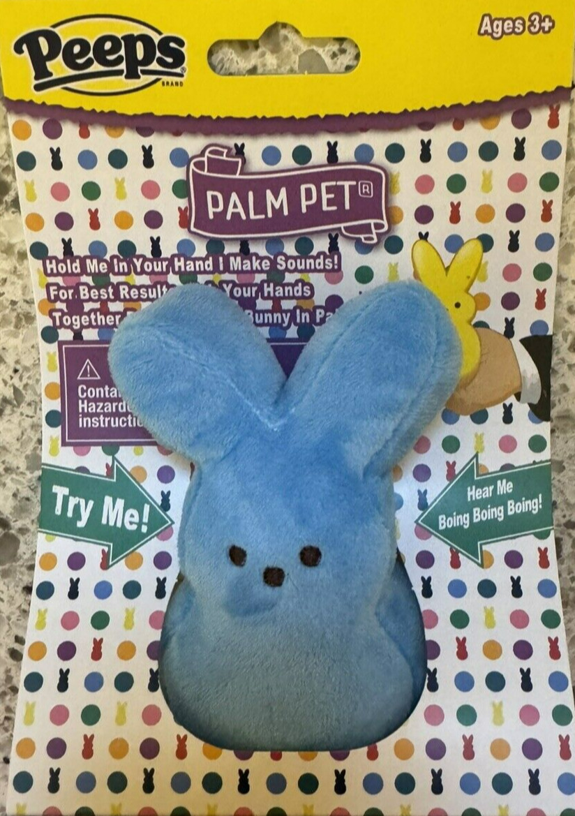 2024 Peeps Blue Bunny Palm Pet - Makes Boing Boing Boing Sounds in Your Palm